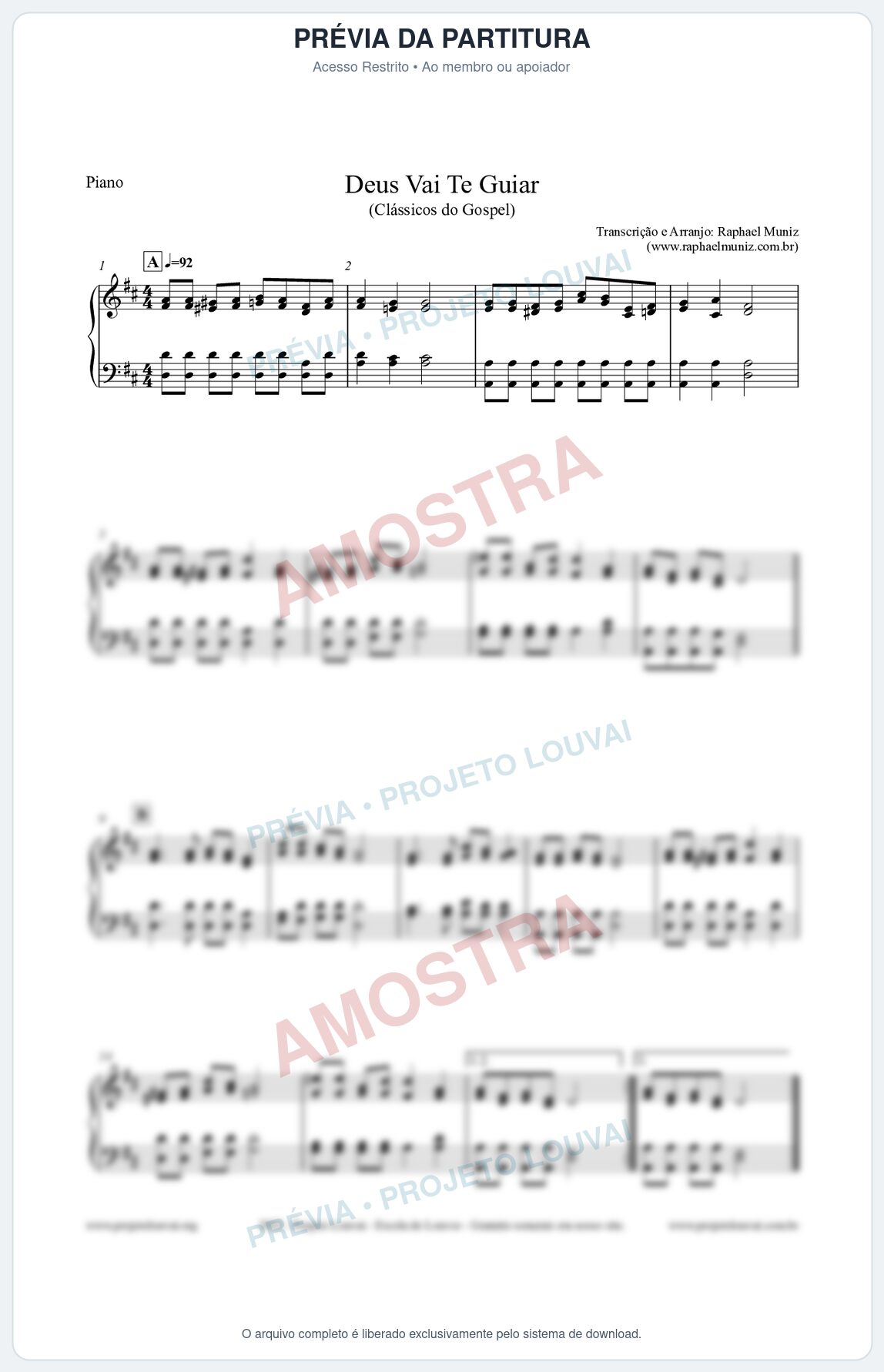 Prévia protegida da primeira página da partitura Partitura para Piano - Deus Vai Te Guiar - Harpa Cristã nº28 - Clássicos do Gospel
