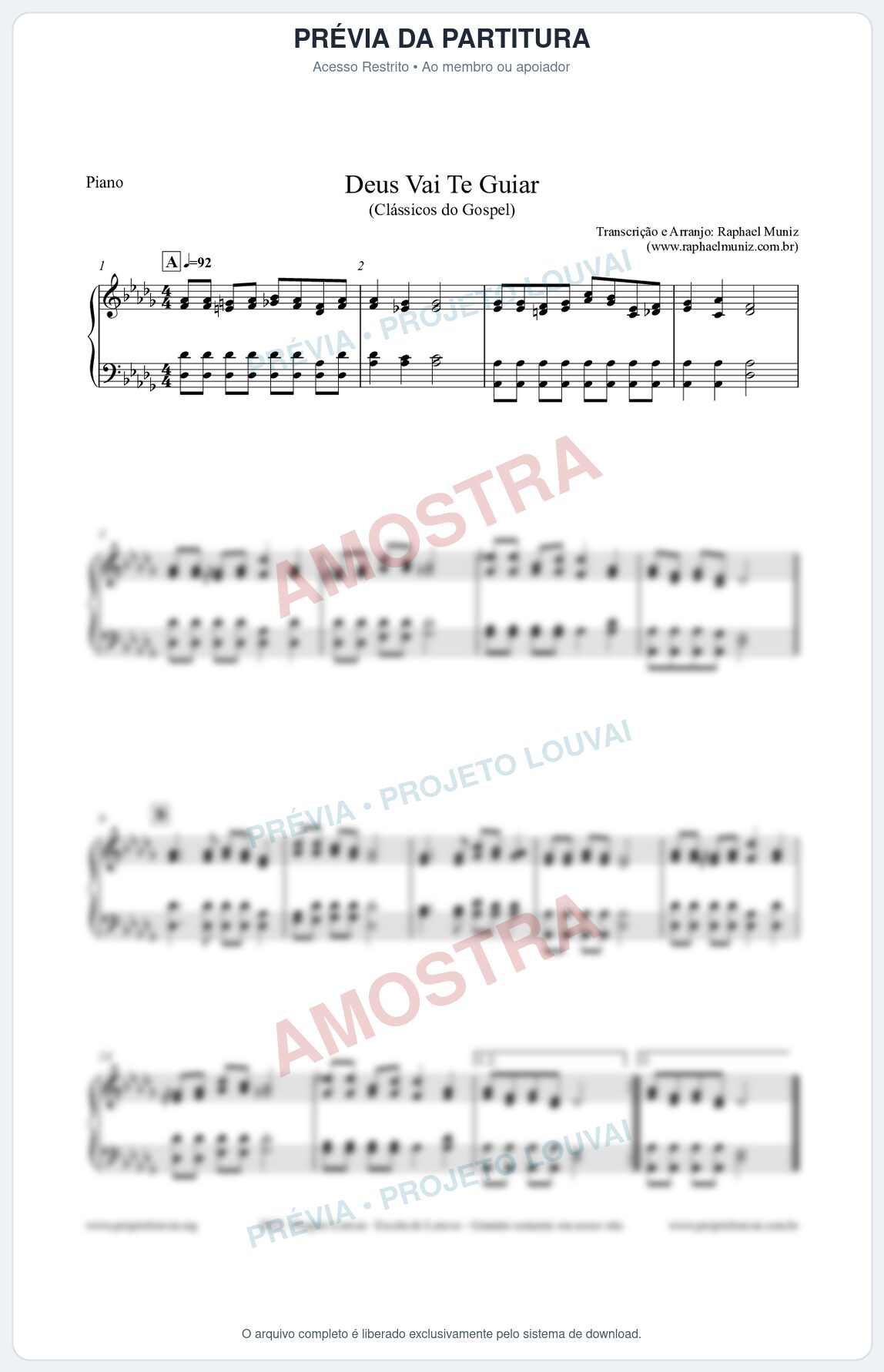 Prévia protegida da primeira página da partitura Partitura para Piano - Deus Vai Te Guiar - Harpa Cristã nº28 - Clássicos do Gospel