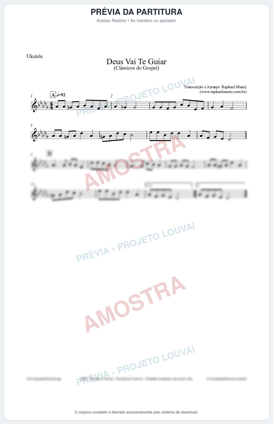 Prévia protegida da primeira página da partitura Partitura para Ukulele - Deus Vai Te Guiar - Harpa Cristã nº28 - Clássicos do Gospel