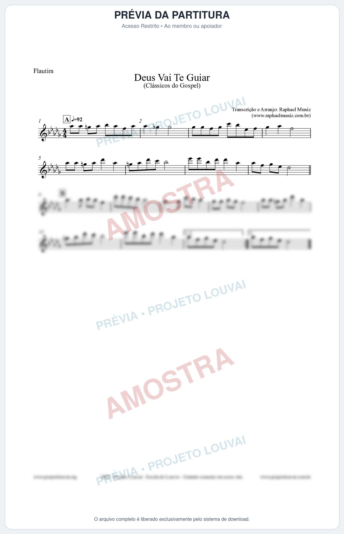 Prévia protegida da primeira página da partitura Partitura para Flautim - Deus Vai Te Guiar - Harpa Cristã nº28 - Clássicos do Gospel