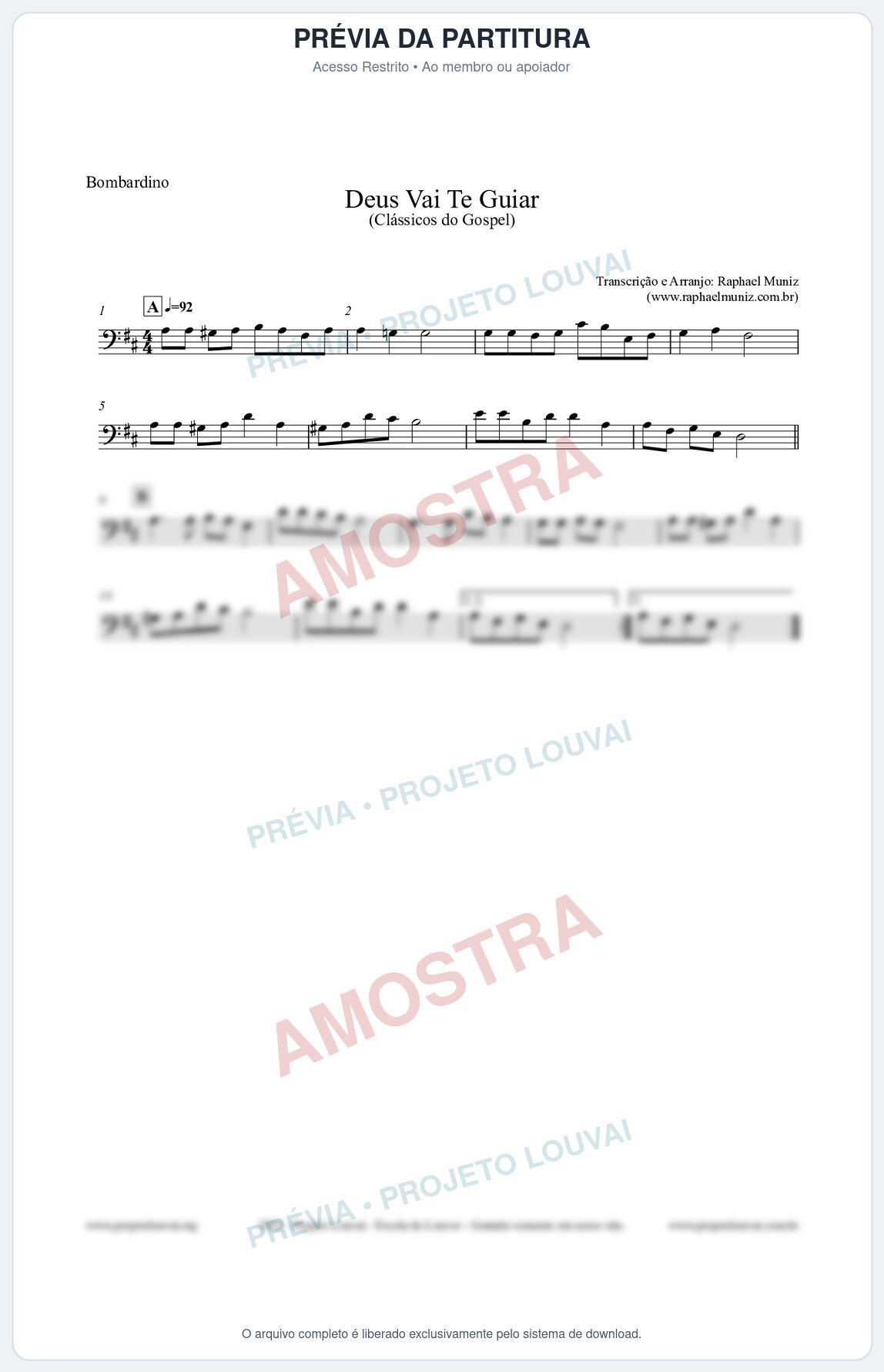Prévia protegida da primeira página da partitura Partitura para Bombardino - Deus Vai Te Guiar - Harpa Cristã nº28 - Clássicos do Gospel