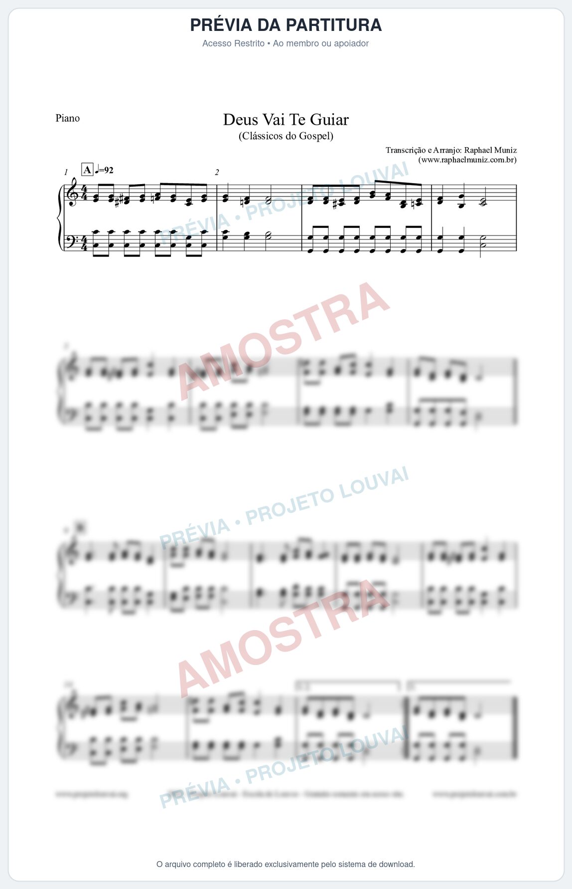 Prévia protegida da primeira página da partitura Partitura para Piano - Deus Vai Te Guiar - Harpa Cristã nº28 - Clássicos do Gospel