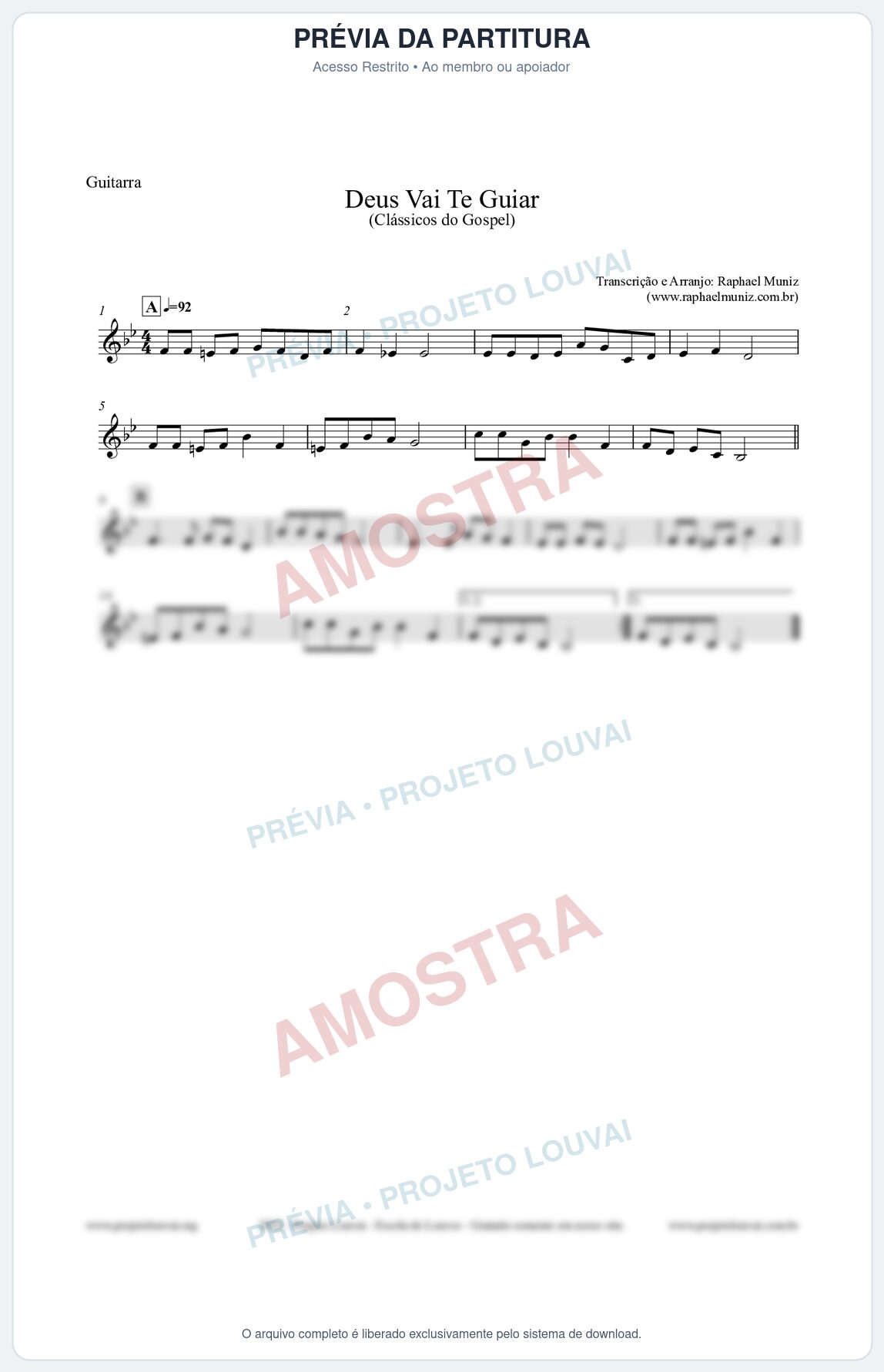 Prévia protegida da primeira página da partitura Partitura para Guitarra - Deus Vai Te Guiar - Harpa Cristã nº28 - Clássicos do Gospel