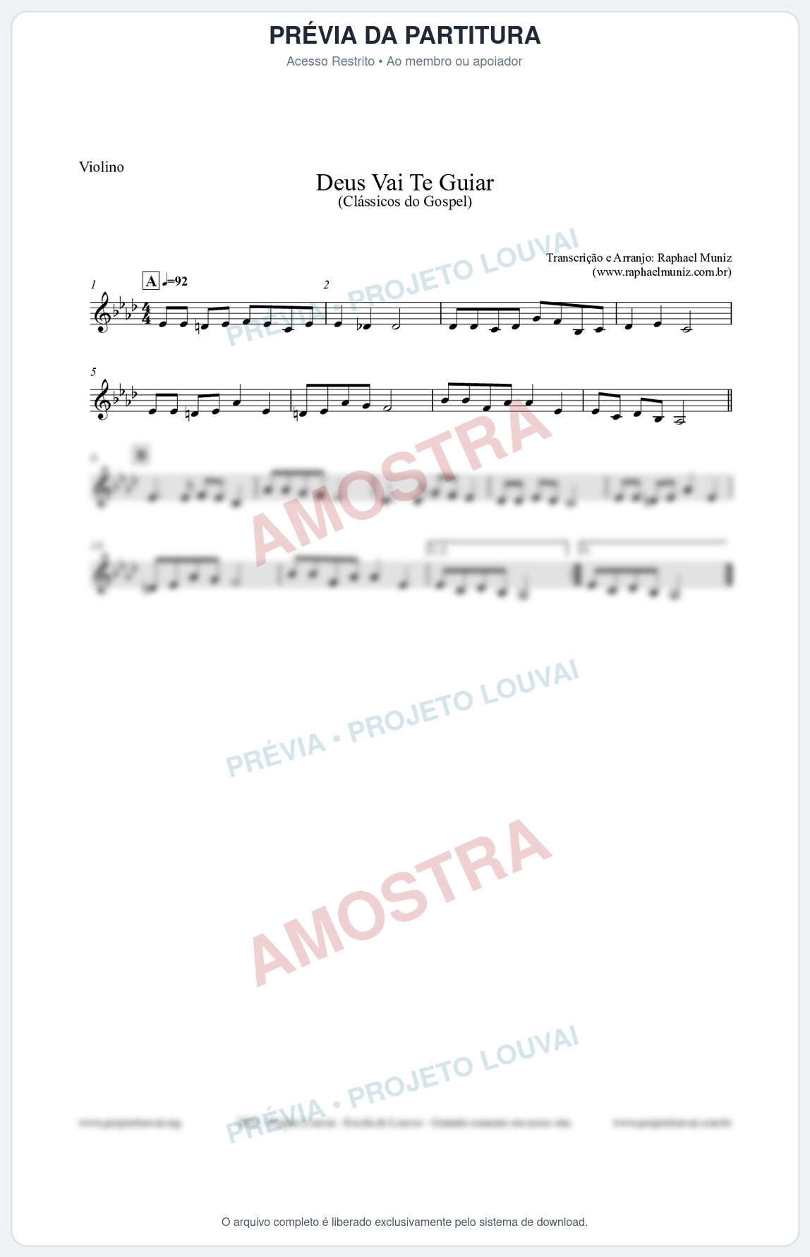 Prévia protegida da primeira página da partitura Partitura para Violino - Deus Vai Te Guiar - Harpa Cristã nº28 - Clássicos do Gospel