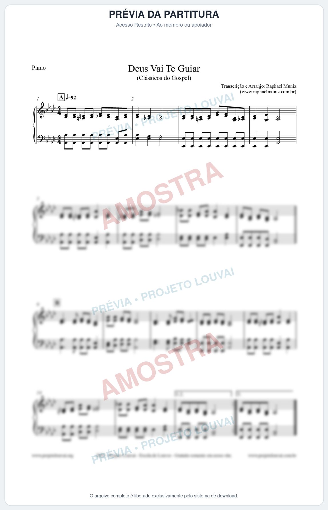 Prévia protegida da primeira página da partitura Partitura para Piano - Deus Vai Te Guiar - Harpa Cristã nº28 - Clássicos do Gospel