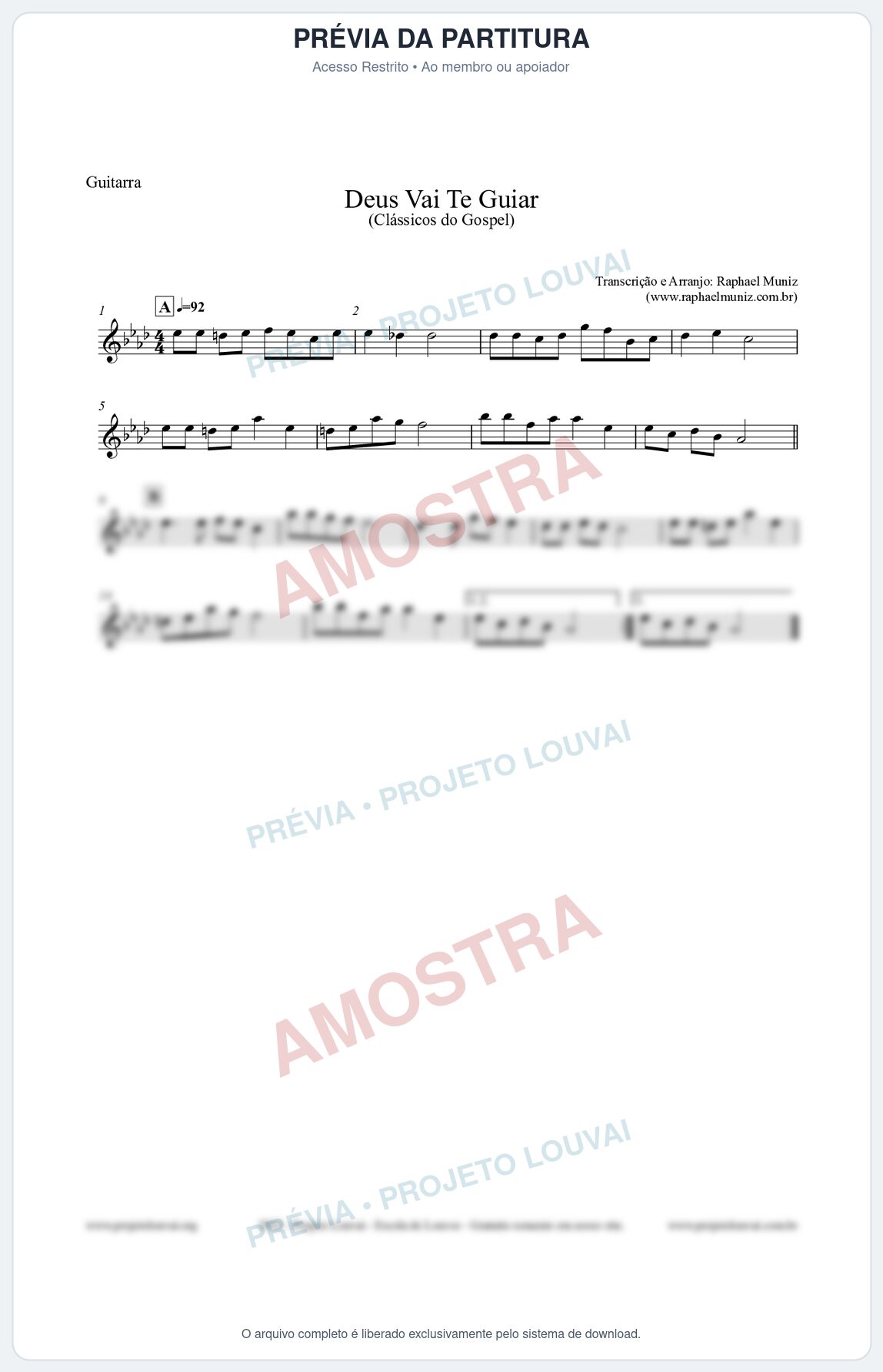 Prévia protegida da primeira página da partitura Partitura para Guitarra - Deus Vai Te Guiar - Harpa Cristã nº28 - Clássicos do Gospel