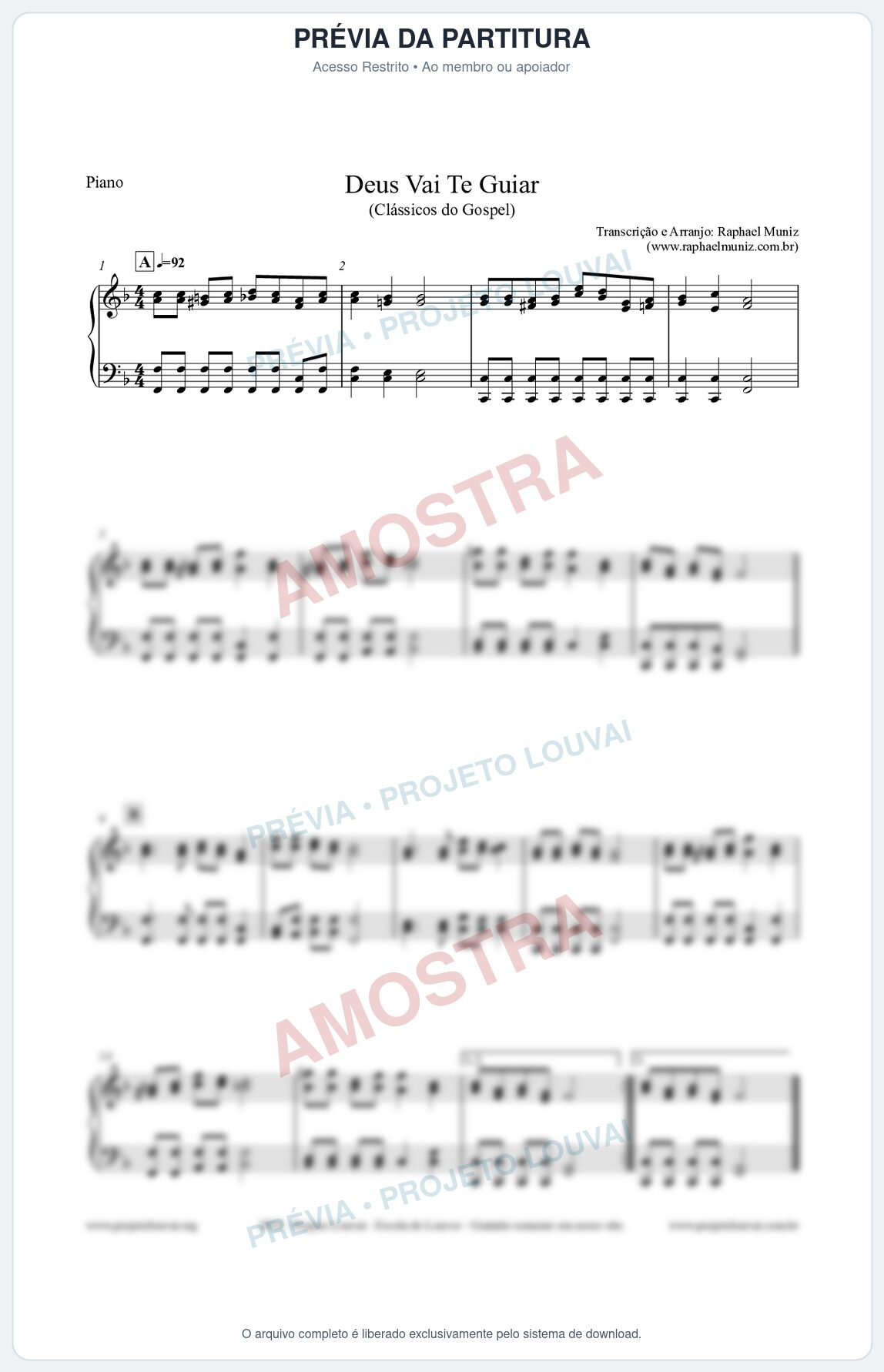 Prévia protegida da primeira página da partitura Partitura para Piano - Deus Vai Te Guiar - Harpa Cristã nº28 - Clássicos do Gospel