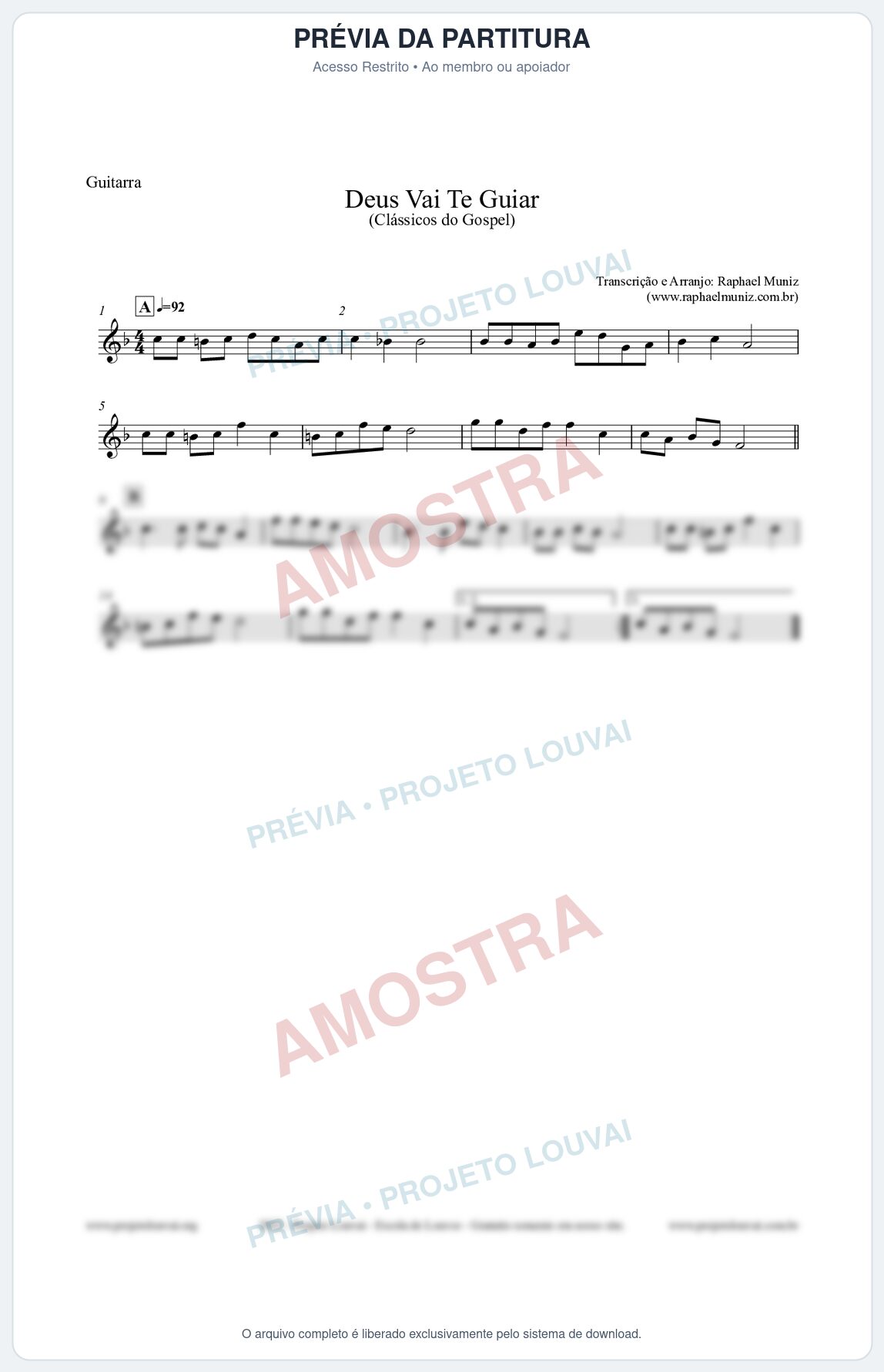 Prévia protegida da primeira página da partitura Partitura para Guitarra - Deus Vai Te Guiar - Harpa Cristã nº28 - Clássicos do Gospel