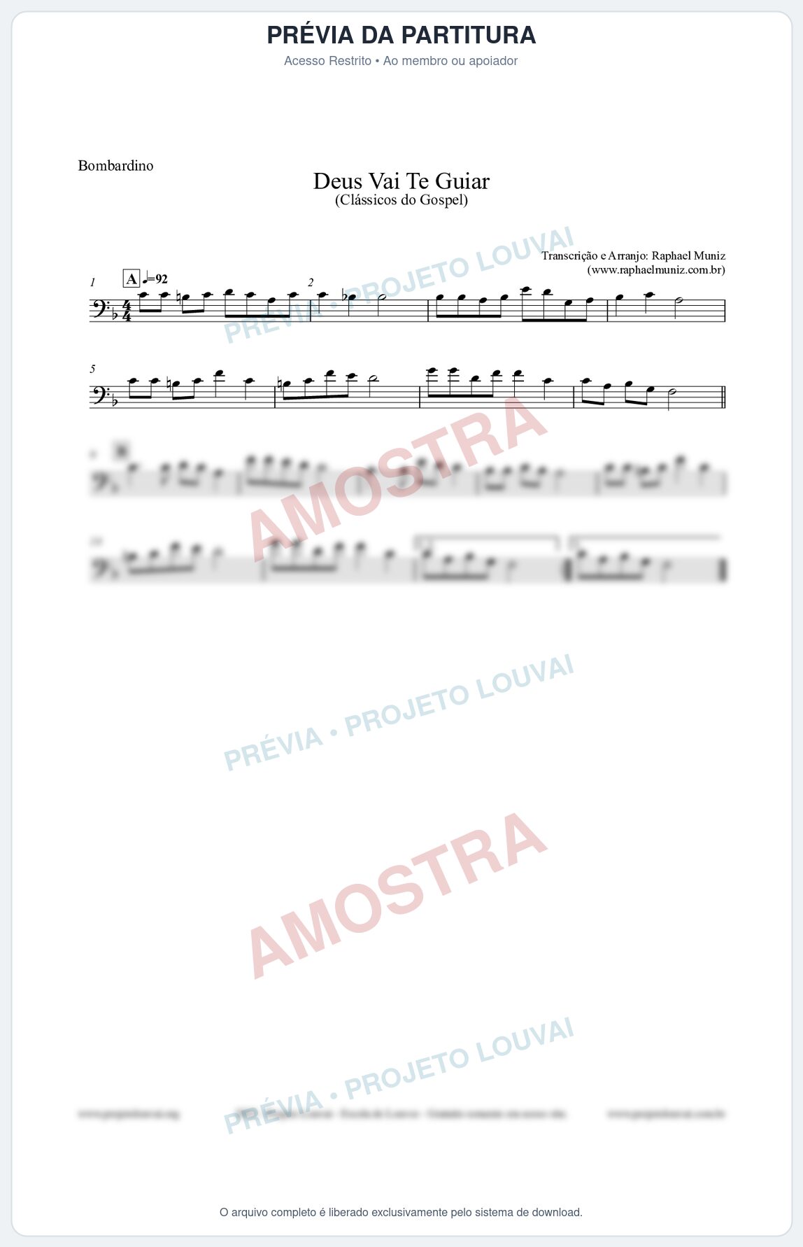 Prévia protegida da primeira página da partitura Partitura para Bombardino - Deus Vai Te Guiar - Harpa Cristã nº28 - Clássicos do Gospel