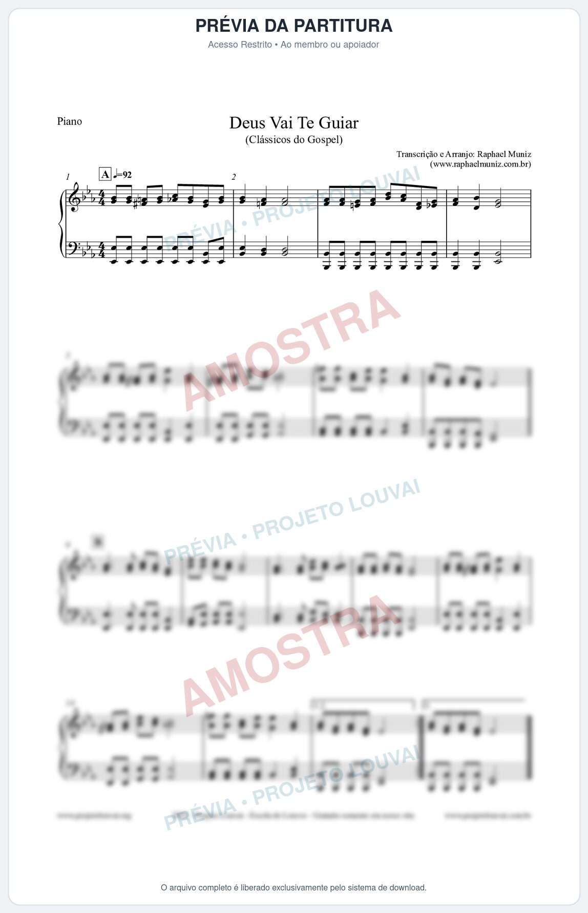Prévia protegida da primeira página da partitura Partitura para Piano - Deus Vai Te Guiar - Harpa Cristã nº28 - Clássicos do Gospel