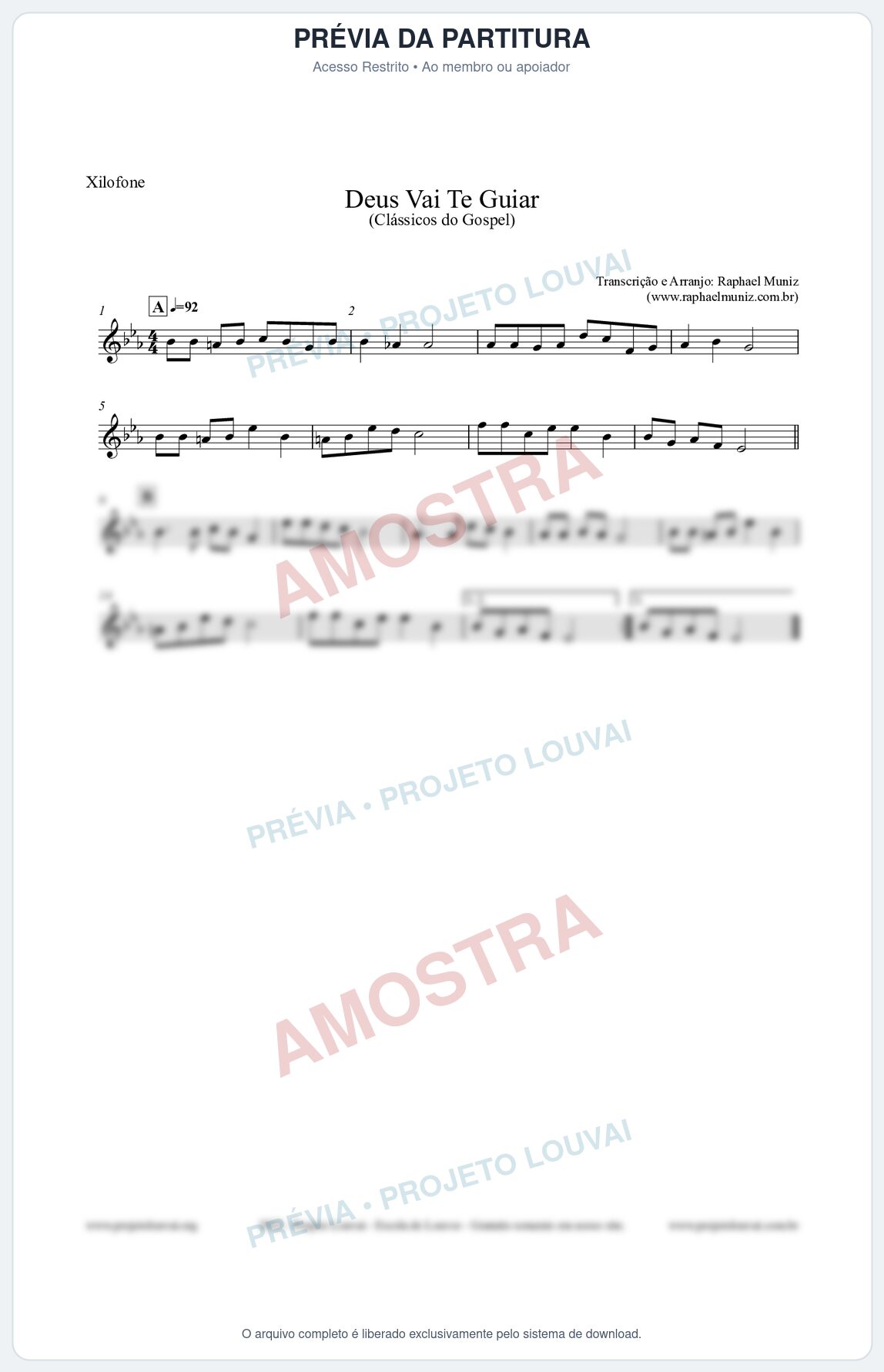 Prévia protegida da primeira página da partitura Partitura para Xilofone - Deus Vai Te Guiar - Harpa Cristã nº28 - Clássicos do Gospel