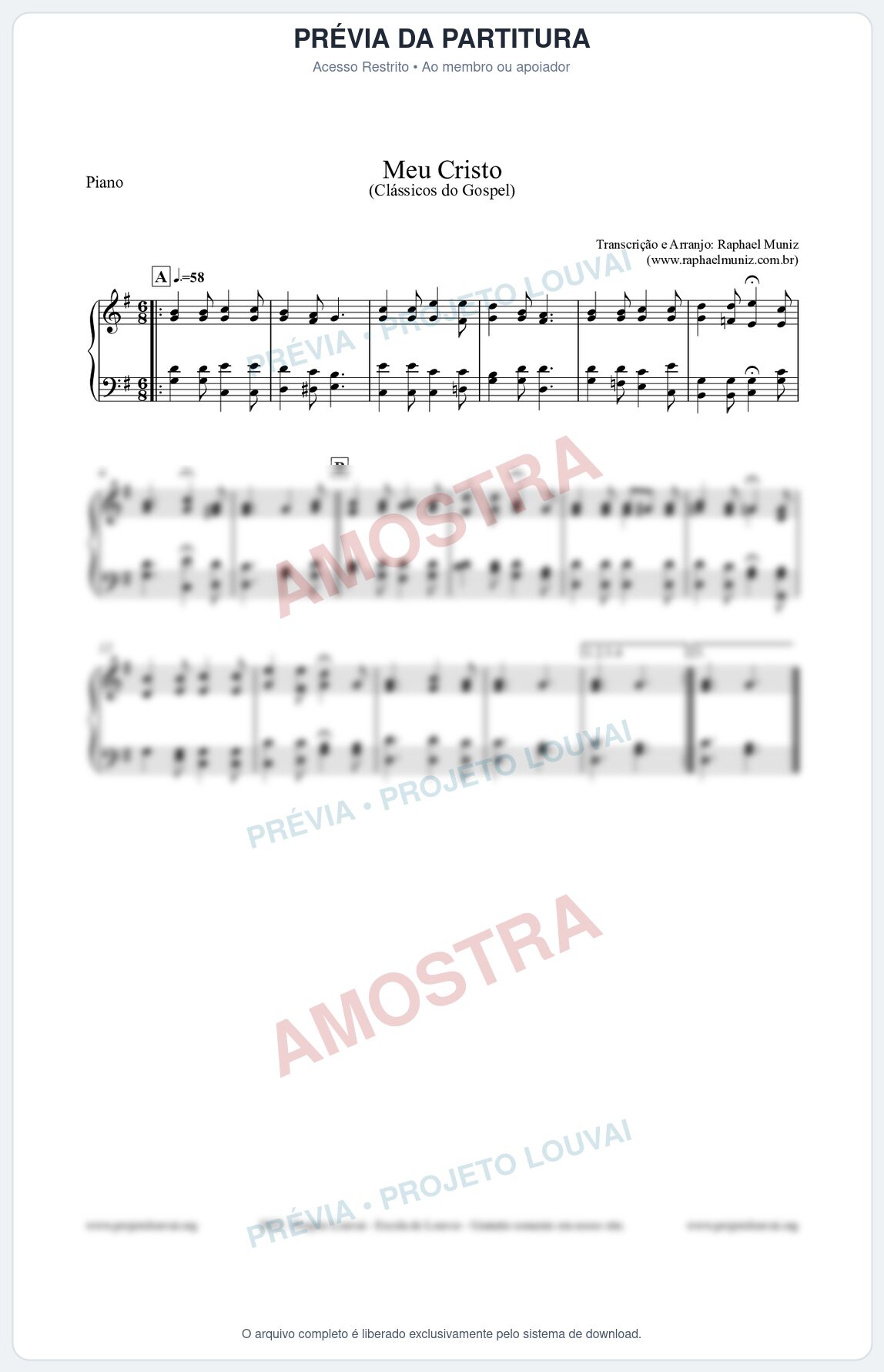 Prévia protegida da primeira página da partitura Partitura para Piano - Meu Cristo - Harpa Cristã nº32 - Clássicos do Gospel