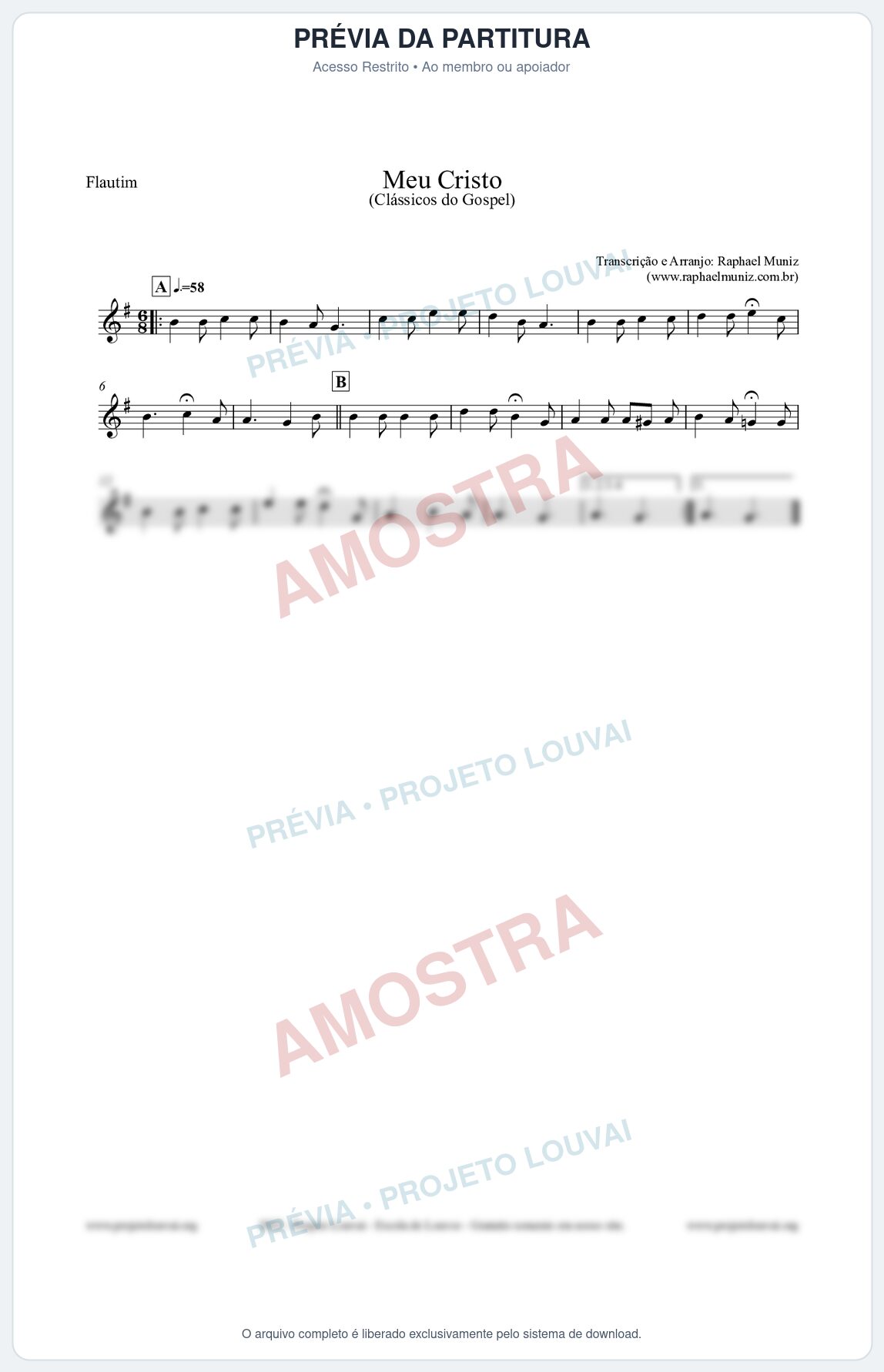 Prévia protegida da primeira página da partitura Partitura para Flautim - Meu Cristo - Harpa Cristã nº32 - Clássicos do Gospel