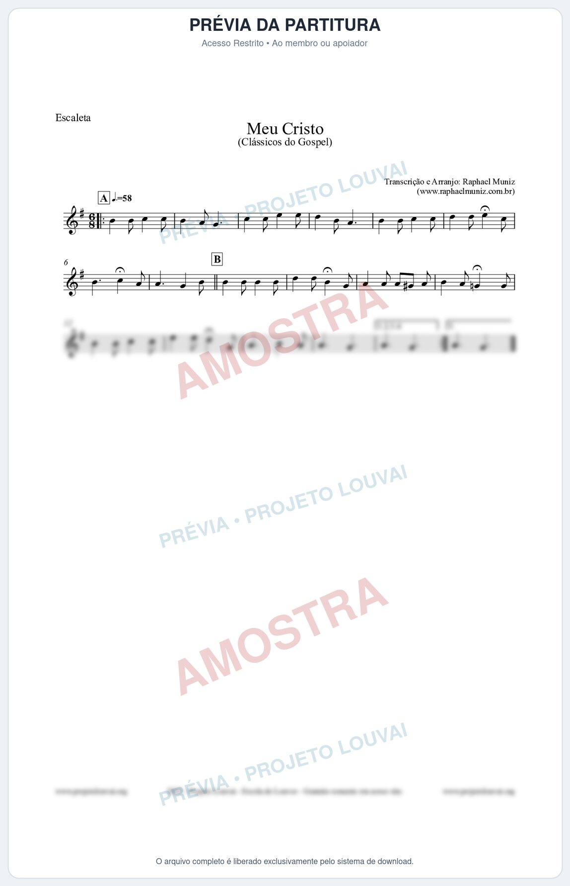 Prévia protegida da primeira página da partitura Partitura para Escaleta - Meu Cristo - Harpa Cristã nº32 - Clássicos do Gospel