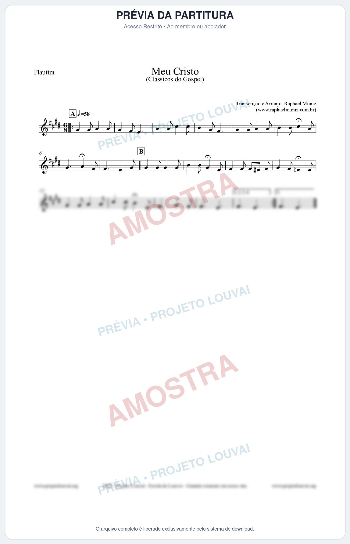 Prévia protegida da primeira página da partitura Partitura para Flautim - Meu Cristo - Harpa Cristã nº32 - Clássicos do Gospel