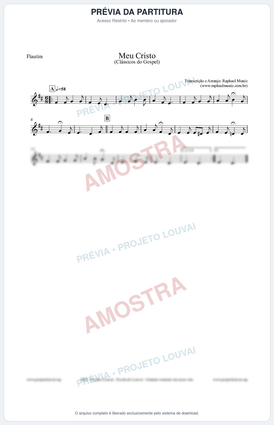 Prévia protegida da primeira página da partitura Partitura para Flautim - Meu Cristo - Harpa Cristã nº32 - Clássicos do Gospel
