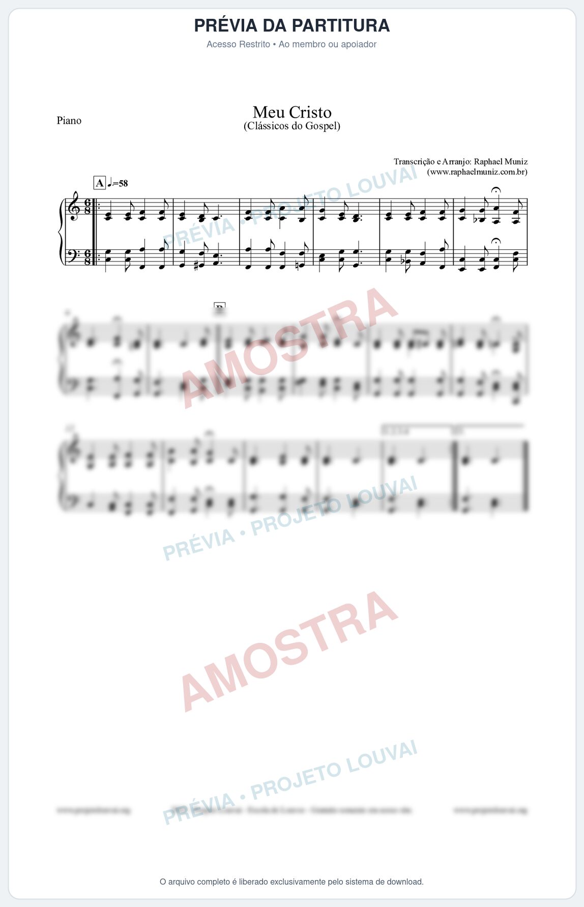 Prévia protegida da primeira página da partitura Partitura para Piano - Meu Cristo - Harpa Cristã nº32 - Clássicos do Gospel