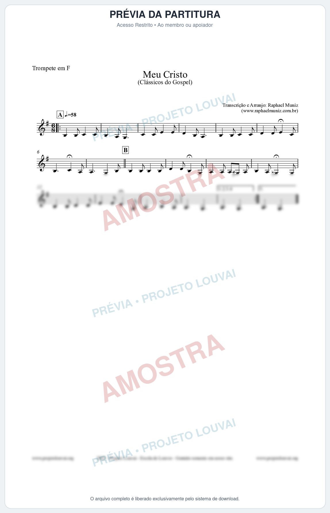 Prévia protegida da primeira página da partitura Partitura para Trompete em F - Meu Cristo - Harpa Cristã nº32 - Clássicos do Gospel