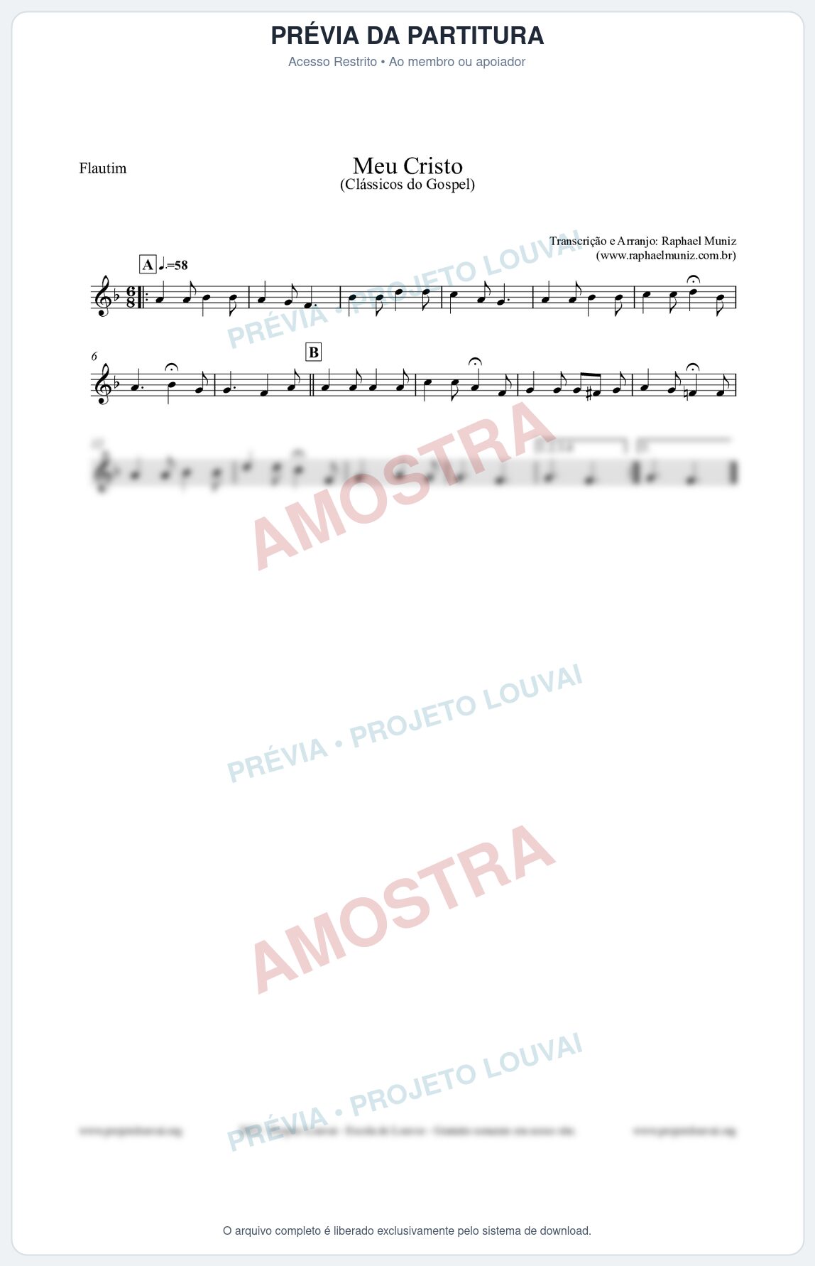Prévia protegida da primeira página da partitura Partitura para Flautim - Meu Cristo - Harpa Cristã nº32 - Clássicos do Gospel