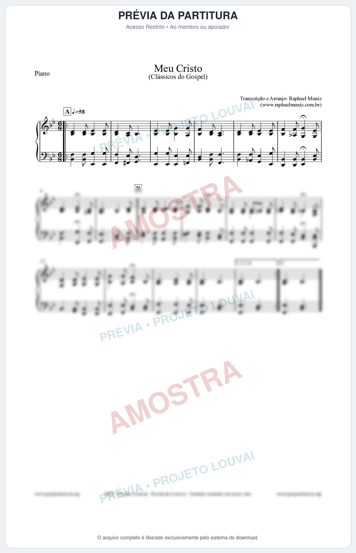 Prévia protegida da primeira página da partitura Partitura para Piano - Meu Cristo - Harpa Cristã nº32 - Clássicos do Gospel