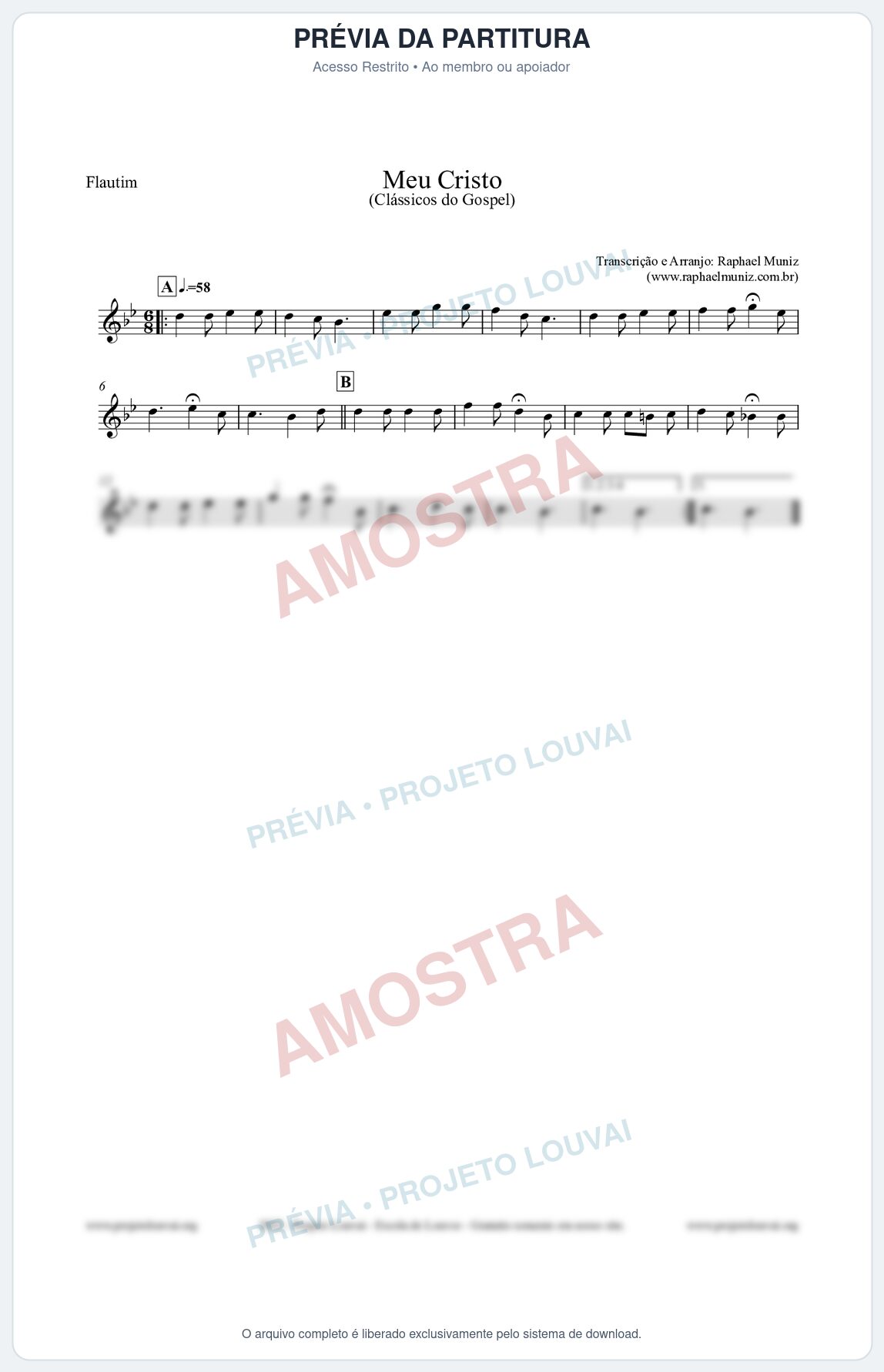 Prévia protegida da primeira página da partitura Partitura para Flautim - Meu Cristo - Harpa Cristã nº32 - Clássicos do Gospel