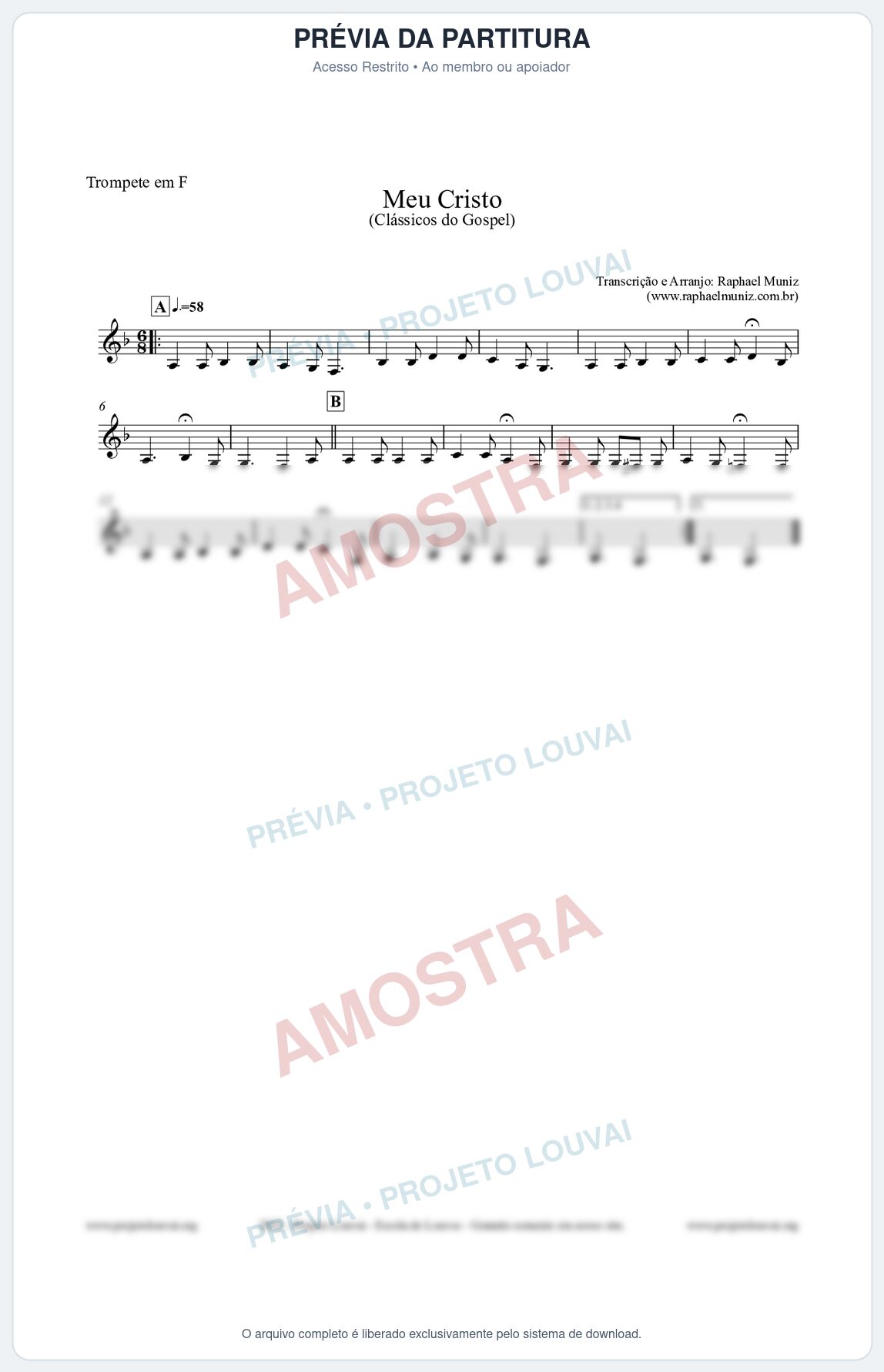 Prévia protegida da primeira página da partitura Partitura para Trompete em F - Meu Cristo - Harpa Cristã nº32 - Clássicos do Gospel