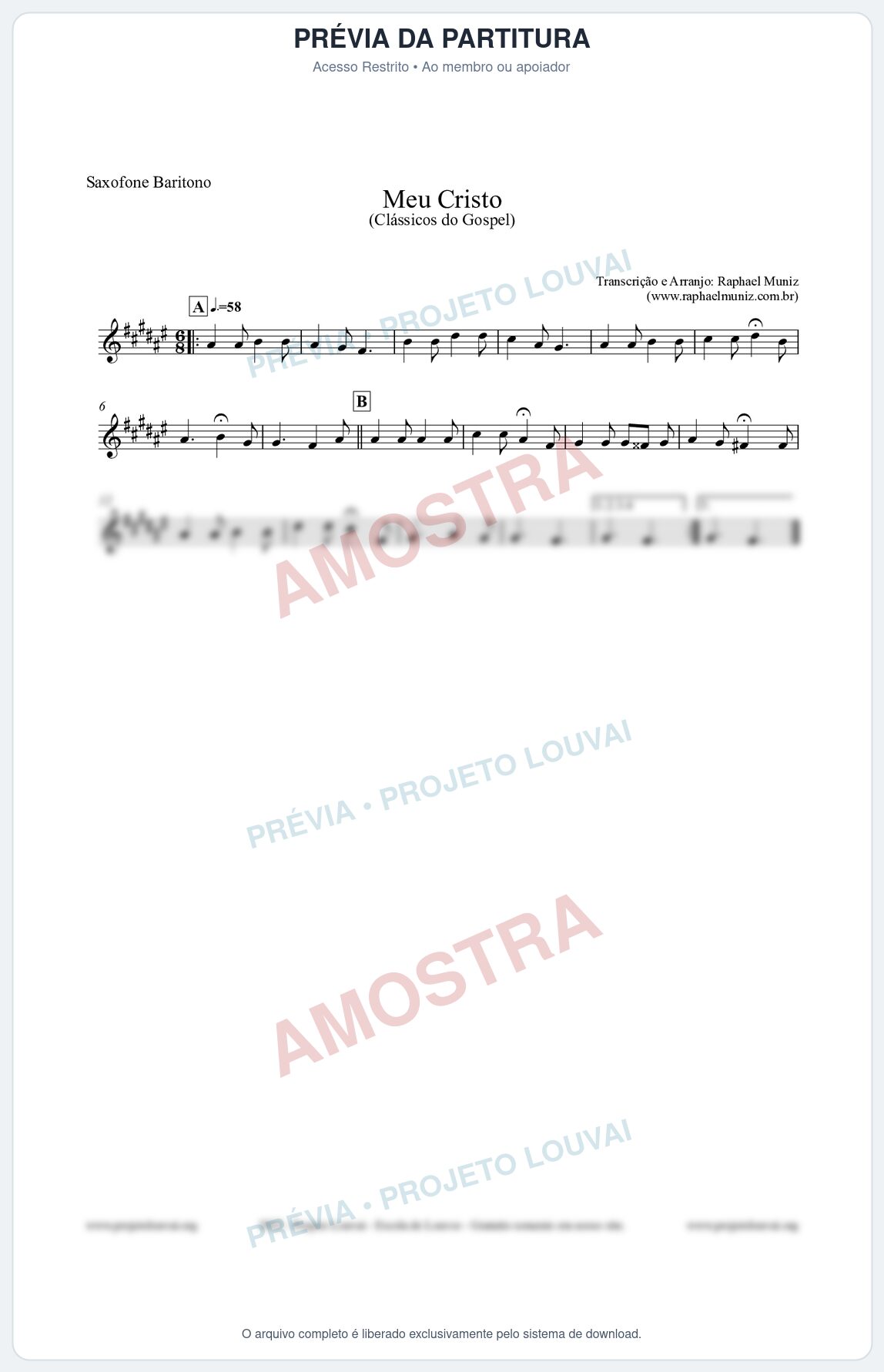 Prévia protegida da primeira página da partitura Partitura para Saxofone Barítono - Meu Cristo - Harpa Cristã nº32 - Clássicos do Gospel