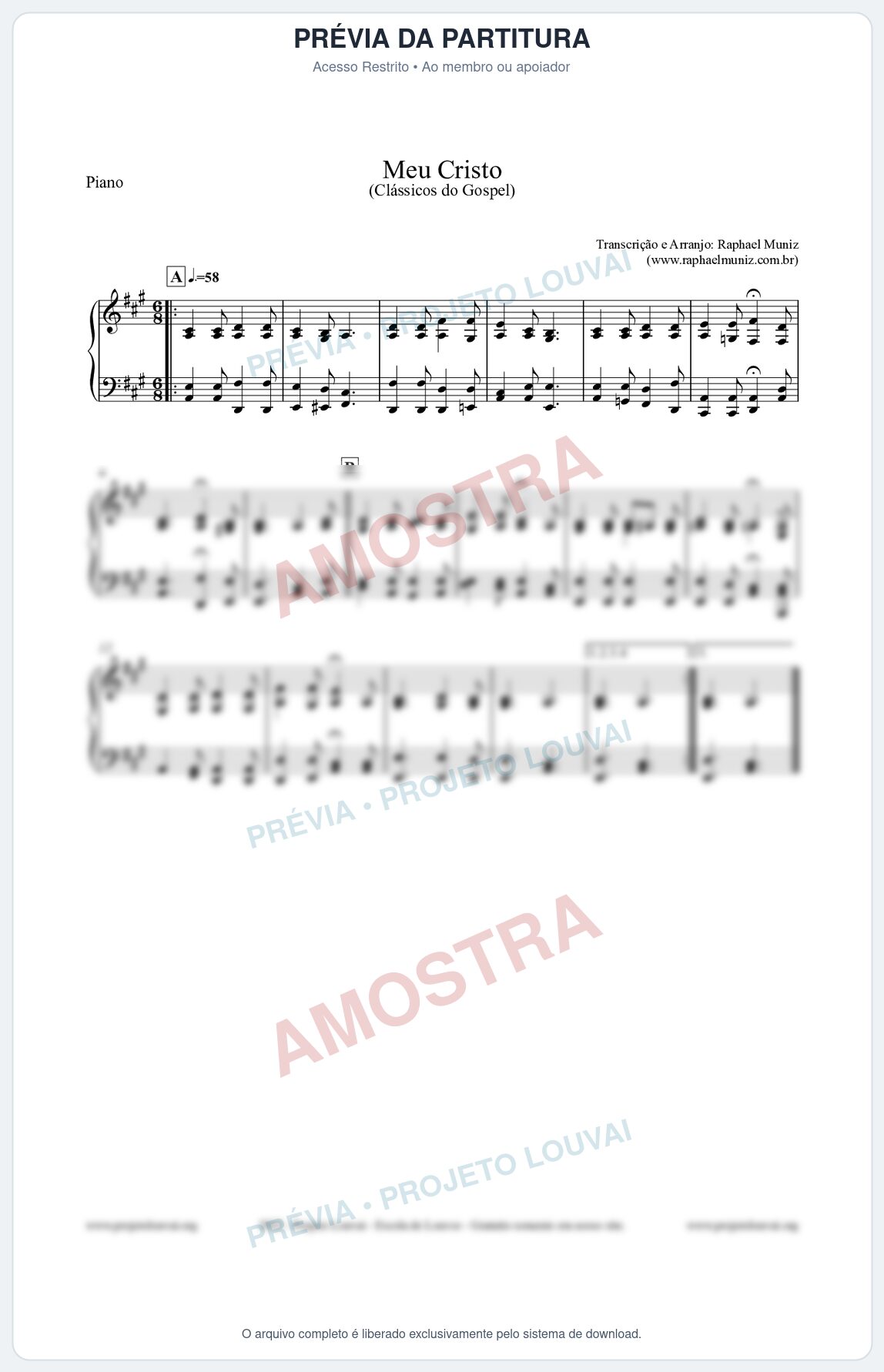 Prévia protegida da primeira página da partitura Partitura para Piano - Meu Cristo - Harpa Cristã nº32 - Clássicos do Gospel