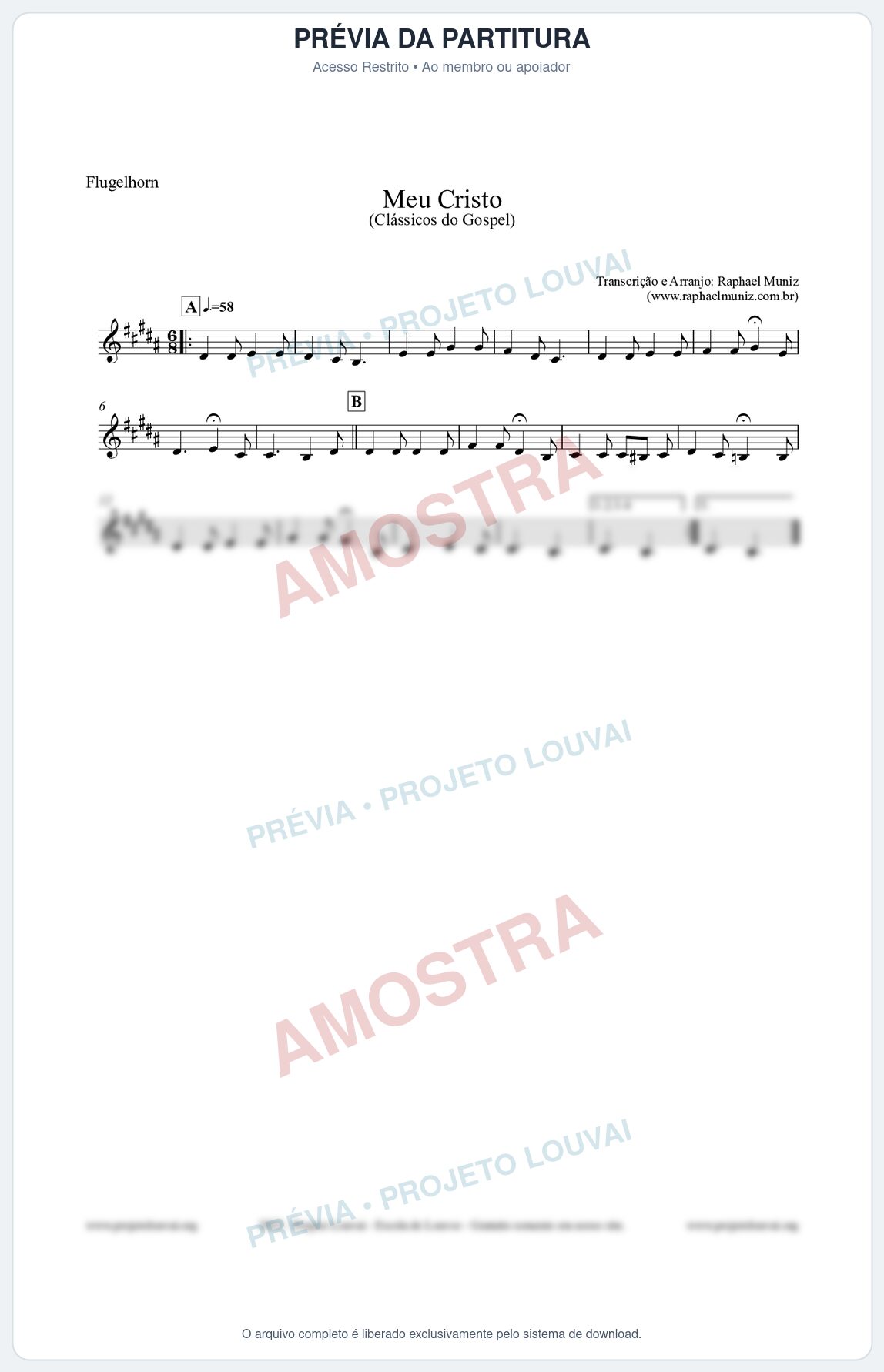 Prévia protegida da primeira página da partitura Partitura para Flugelhorn - Meu Cristo - Harpa Cristã nº32 - Clássicos do Gospel