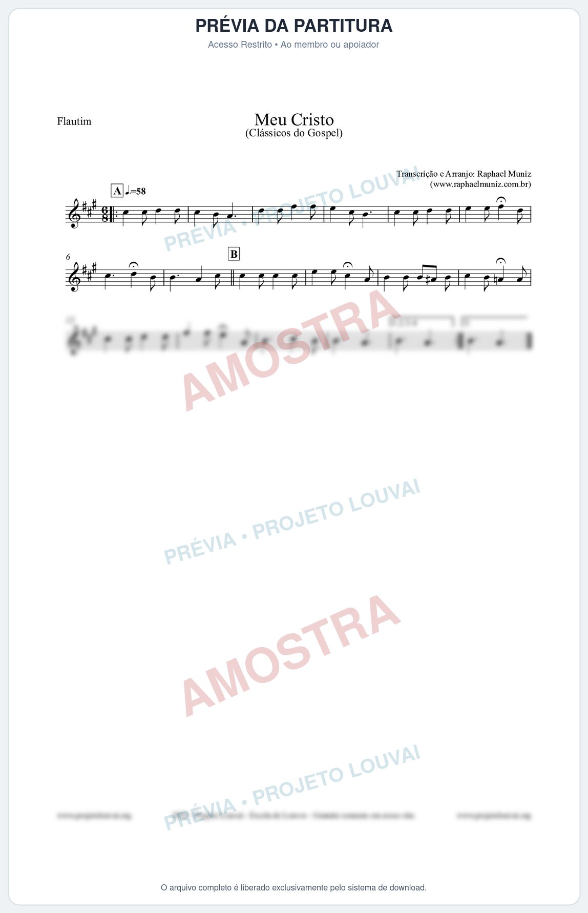 Prévia protegida da primeira página da partitura Partitura para Flautim - Meu Cristo - Harpa Cristã nº32 - Clássicos do Gospel