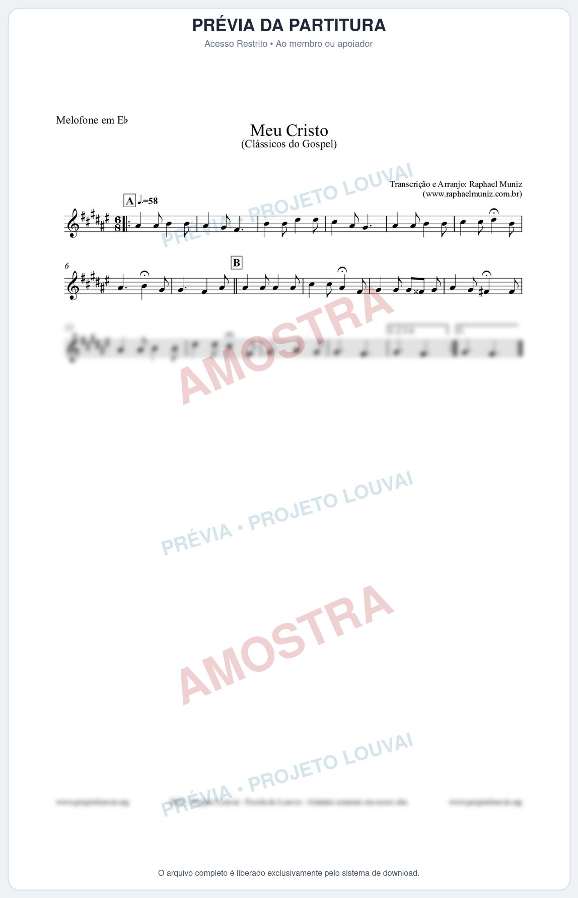 Prévia protegida da primeira página da partitura Partitura para Melofone em Eb - Meu Cristo - Harpa Cristã nº32 - Clássicos do Gospel