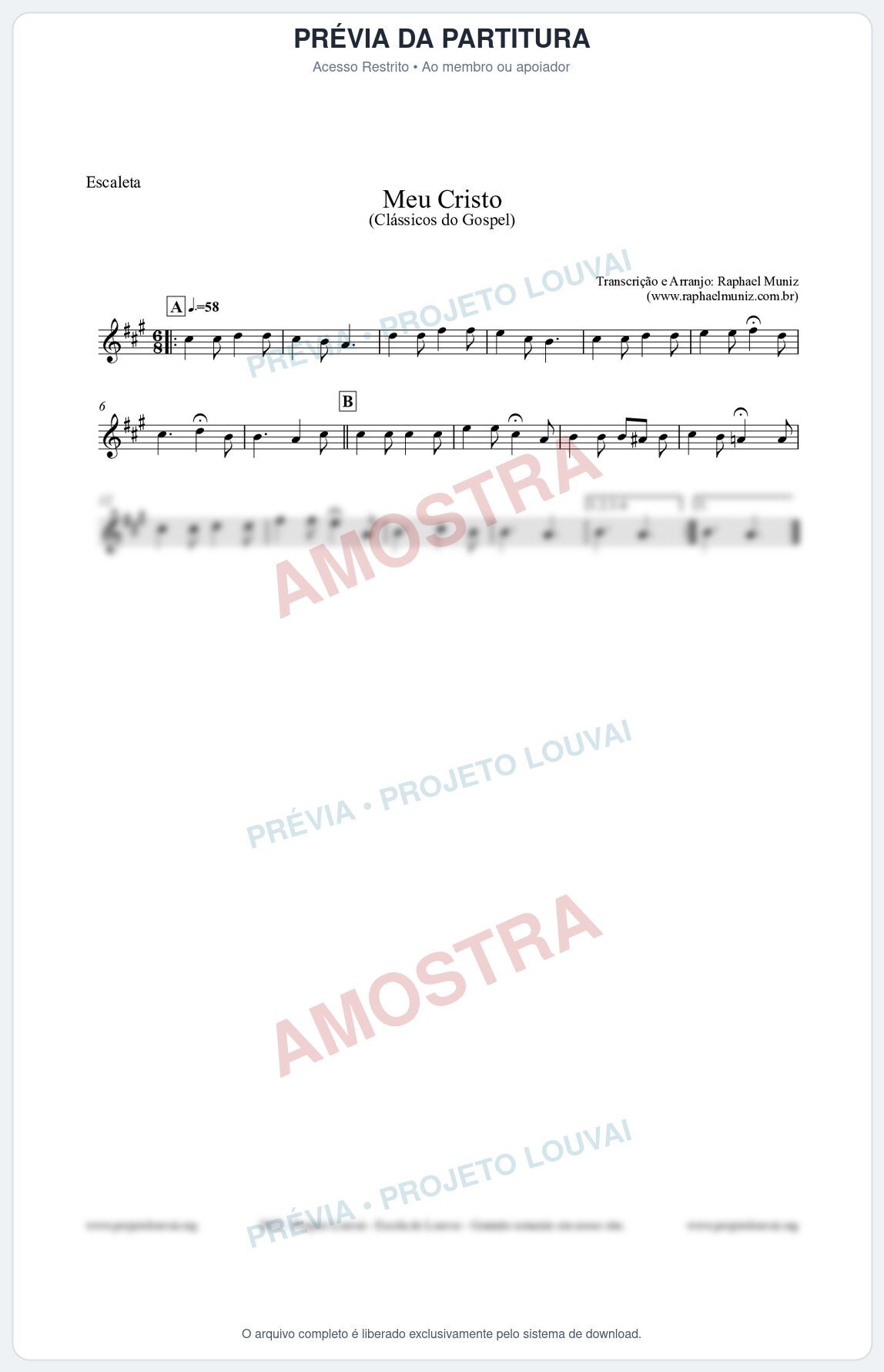 Prévia protegida da primeira página da partitura Partitura para Escaleta - Meu Cristo - Harpa Cristã nº32 - Clássicos do Gospel