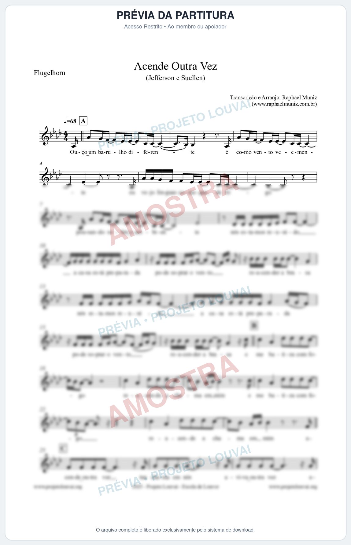 Prévia protegida da primeira página da partitura Partitura para Flugelhorn - Acende Outra Vez - Jefferson e Suellen