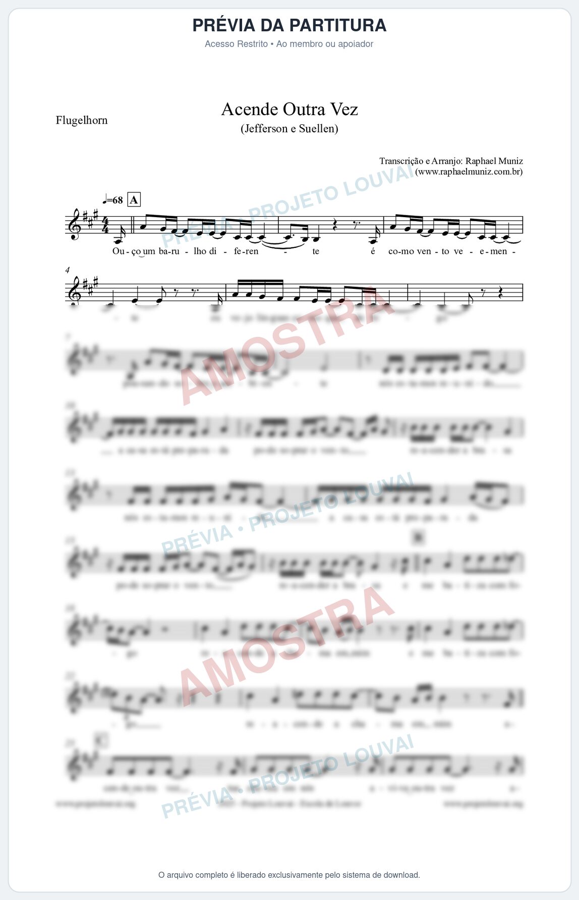Prévia protegida da primeira página da partitura Partitura para Flugelhorn - Acende Outra Vez - Jefferson e Suellen