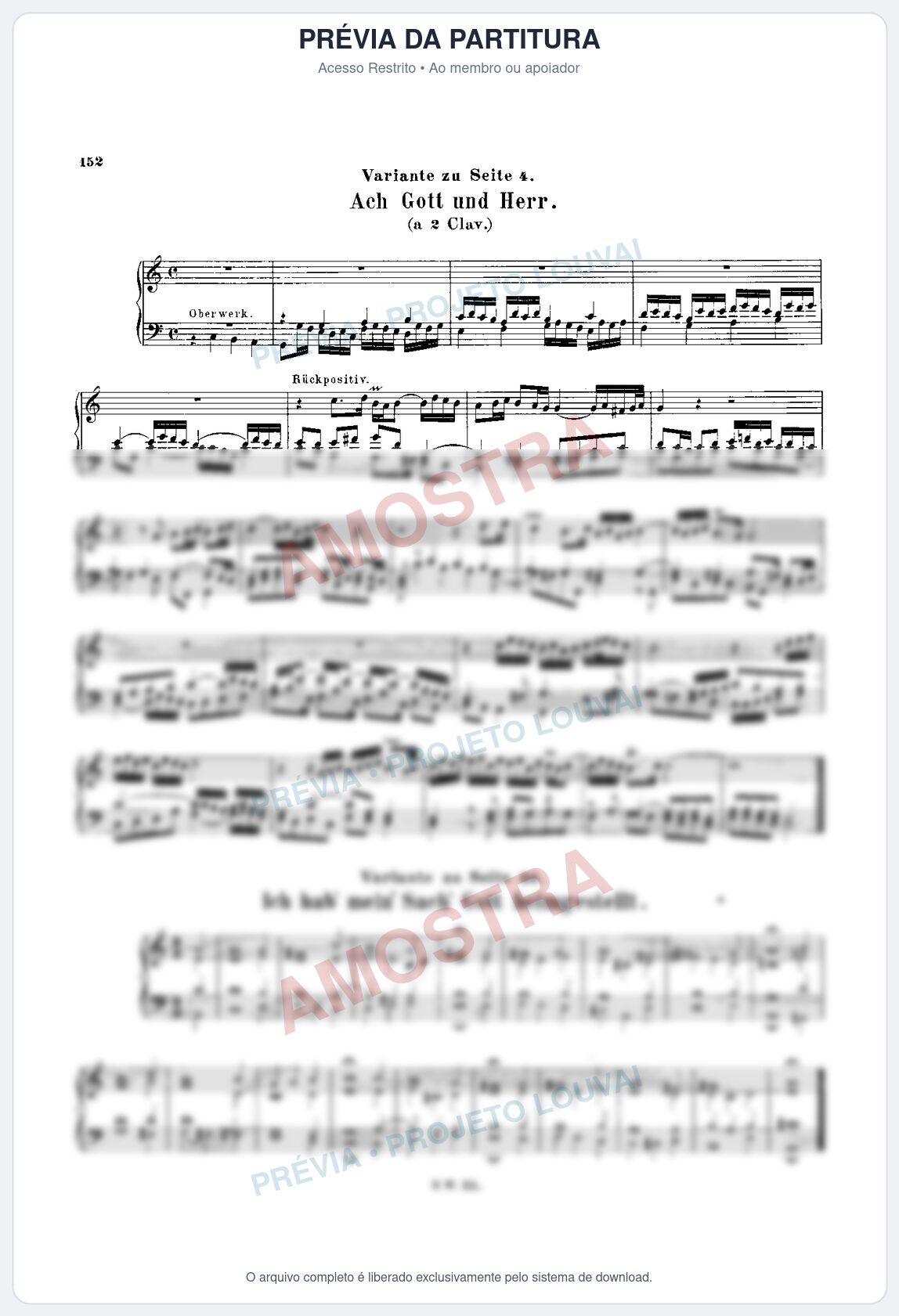 Prévia protegida da primeira página da partitura Partitura para Órgão da música Ach Gott und Herr, BWV 692 - Johann Sebastian Bach