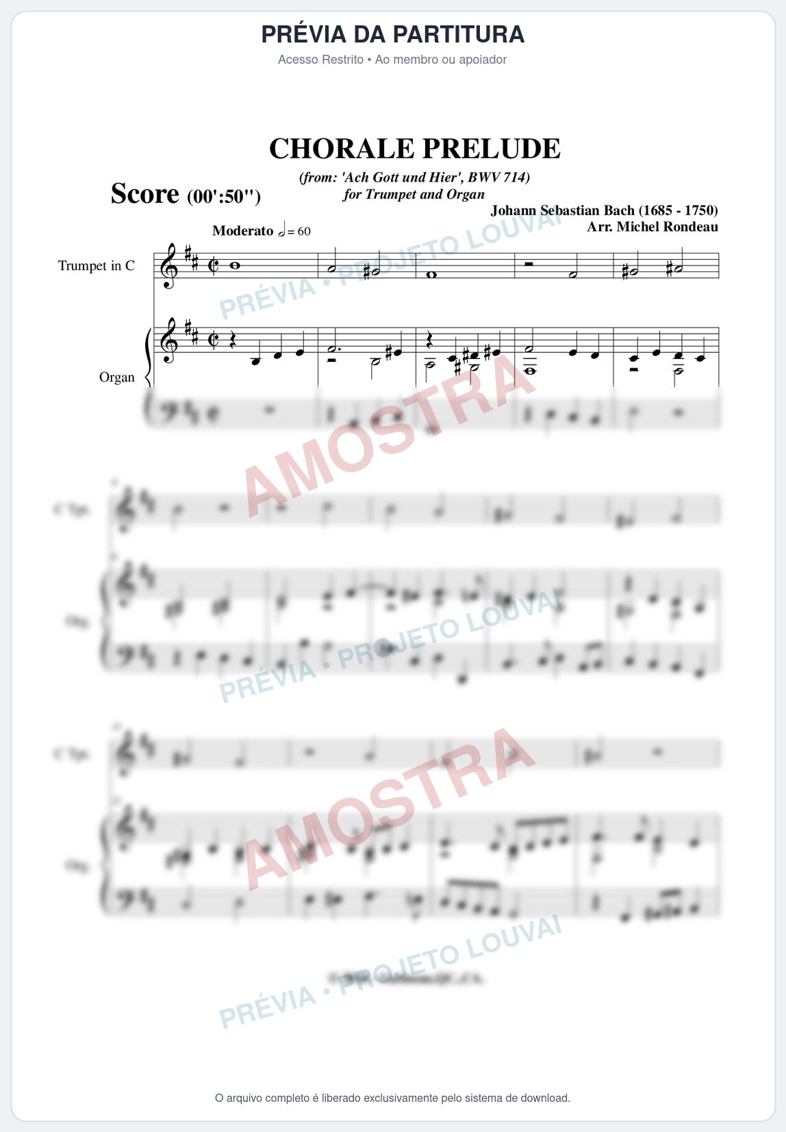 Prévia protegida da primeira página da partitura Partitura para Órgão da música Ach Gott und Herr, BWV 255 - Johann Sebastian Bach