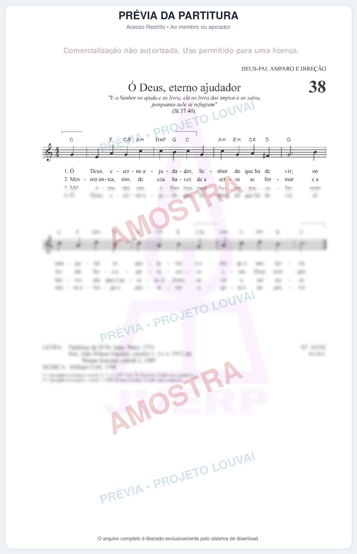 Prévia protegida da primeira página da partitura Partitura para Metalofone alto - Ó Deus, eterno ajudador - HCC nº38 - Clássicos do Gospel