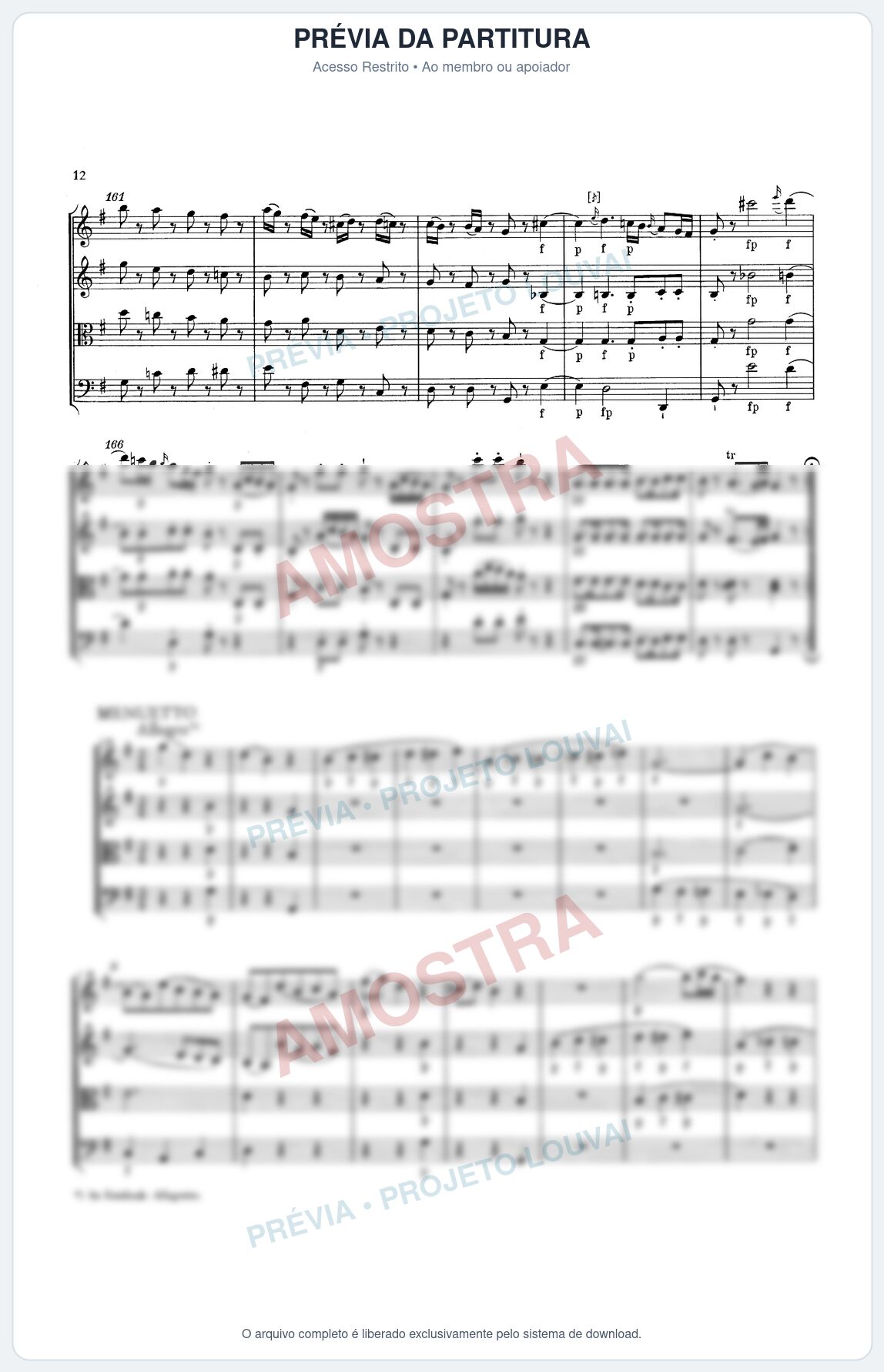 Prévia protegida da primeira página da partitura Partitura para Quarteto de Cordas - Quarteto de Cordas Nº 14 em G K.387 - 2º Movimento - Mozart