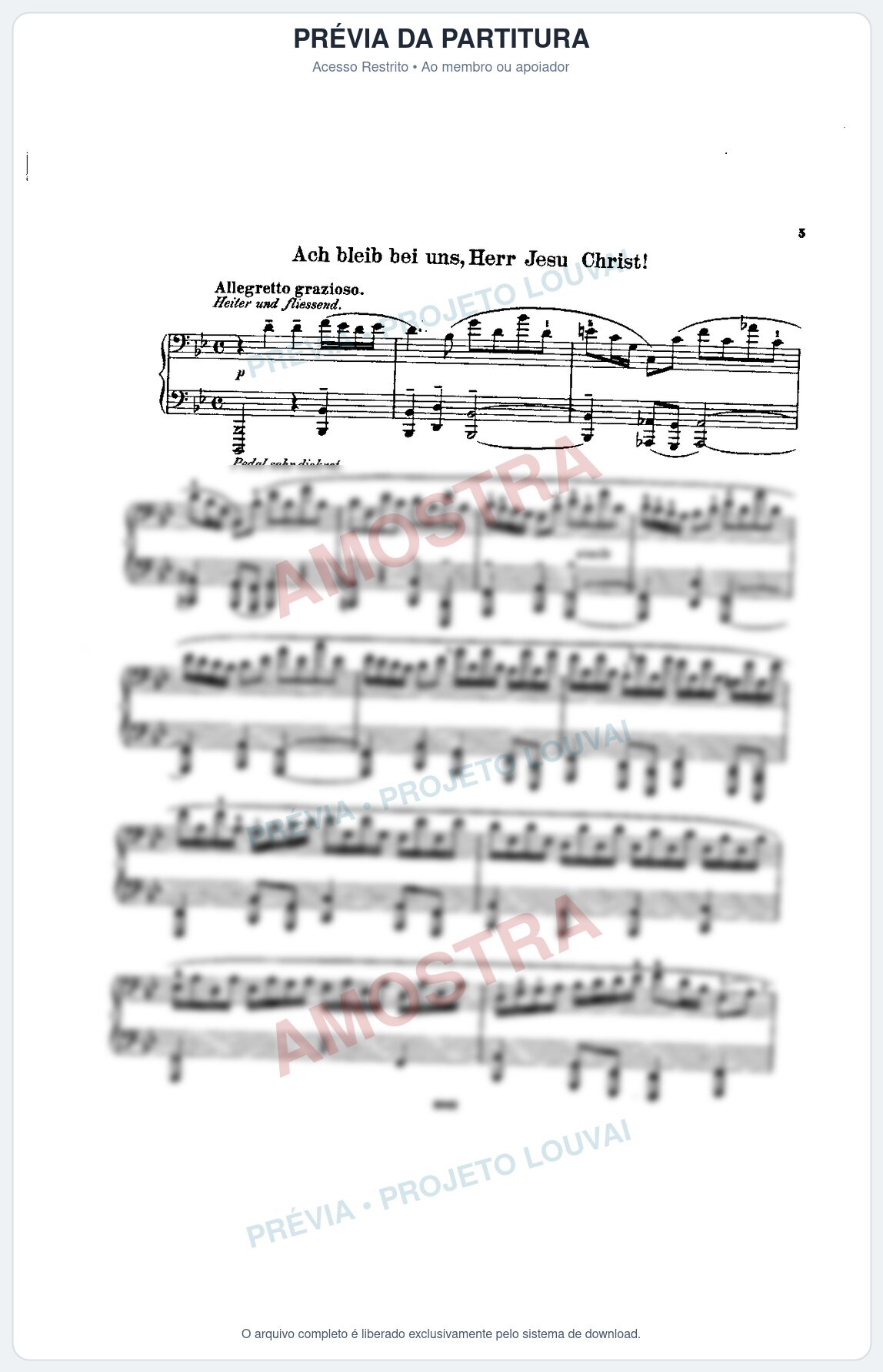 Prévia protegida da primeira página da partitura Partitura para Piano - Ach bleib bei uns, Herr Jesu Christ ( BWV 649) - Bach - Músicas Eruditas