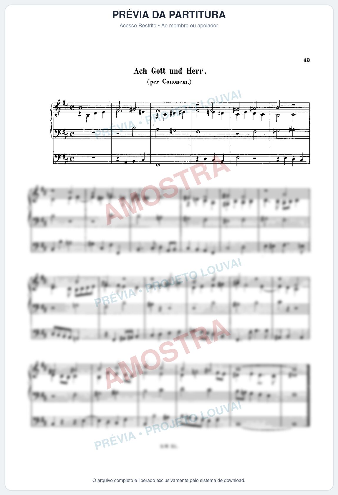 Prévia protegida da primeira página da partitura Partitura para Órgão - Ach Gott und Herr (BWV 714) - Bach - Músicas Eruditas