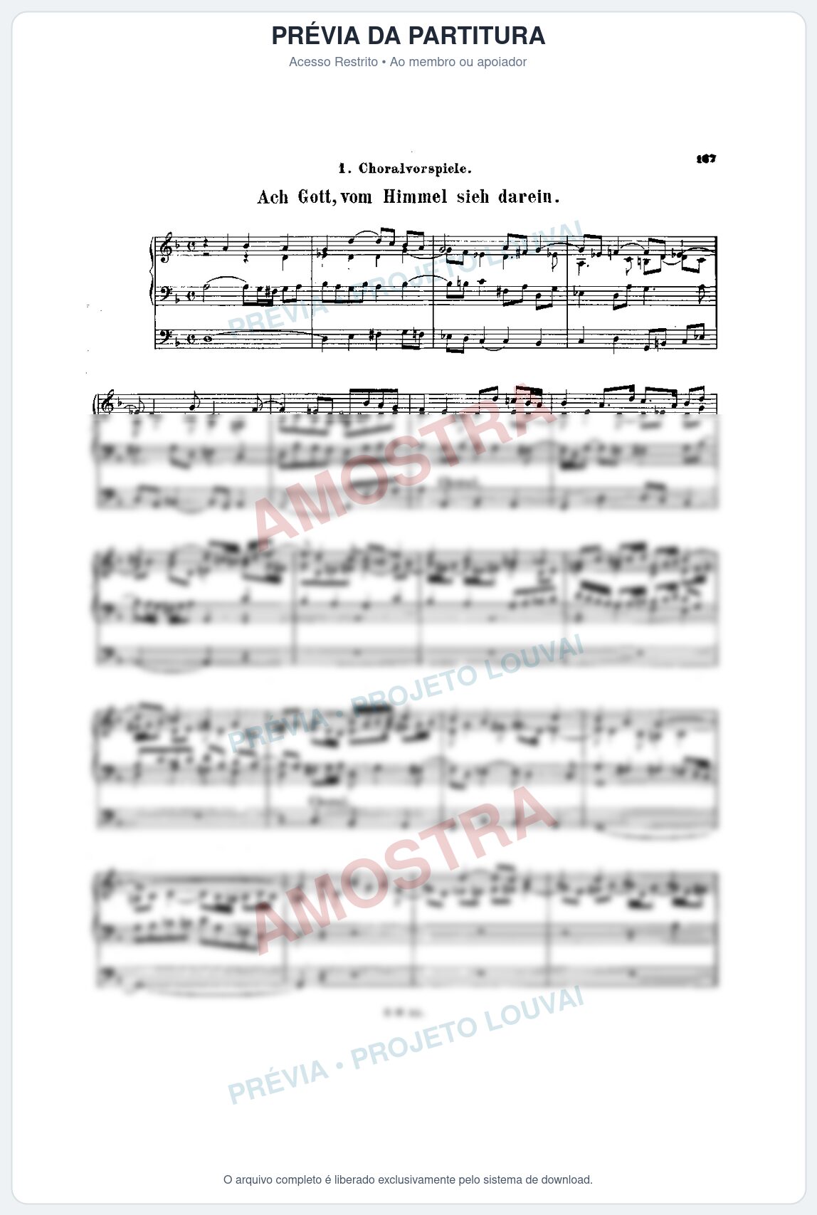 Prévia protegida da primeira página da partitura Partitura para Órgão - Ach Gott vom Himmel sieh darein (BWV 741) - Bach - Músicas Eruditas