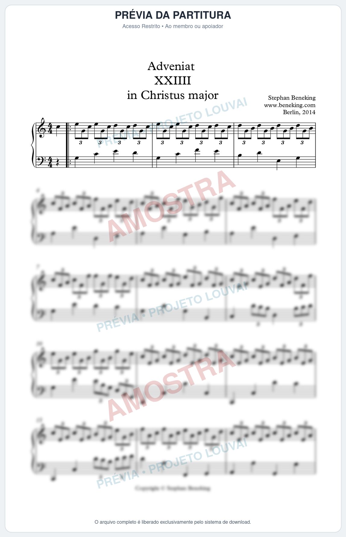 Prévia protegida da primeira página da partitura Partitura para Piano - Adveniat nª24 em C - Stephan Beneking - Músicas Eruditas