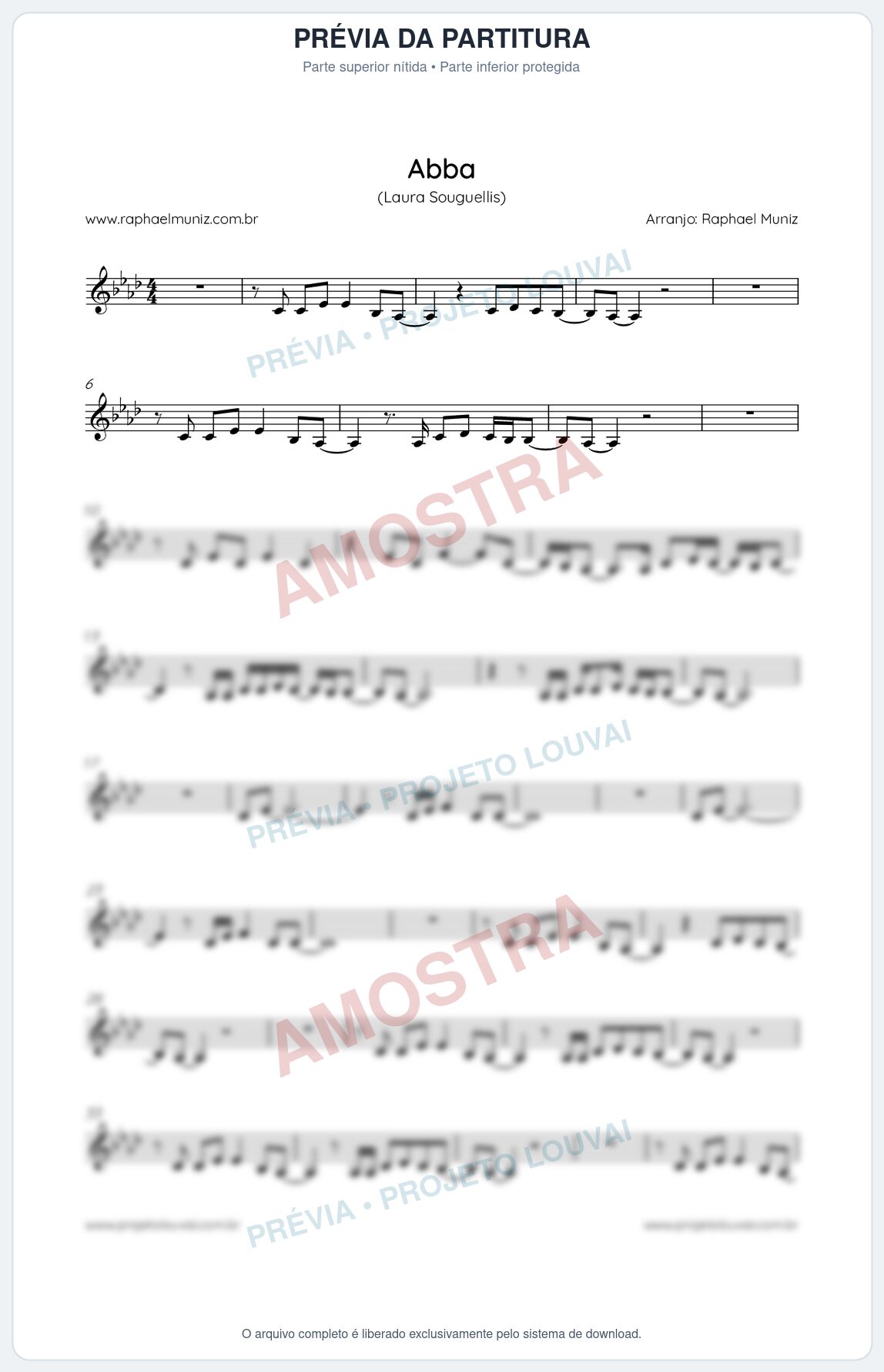 Prévia protegida da primeira página da partitura Partitura da música Abba - Laura Souguellis - Tom Ab