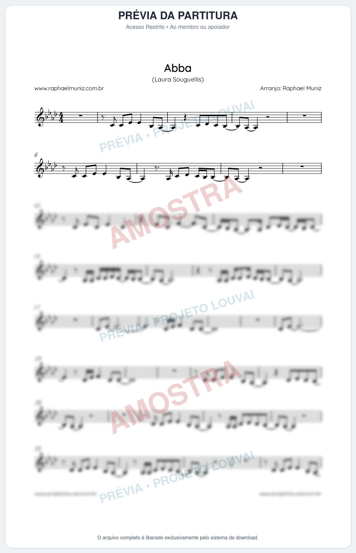 Prévia protegida da primeira página da partitura Partitura da música Abba - Laura Souguellis - Tom Ab