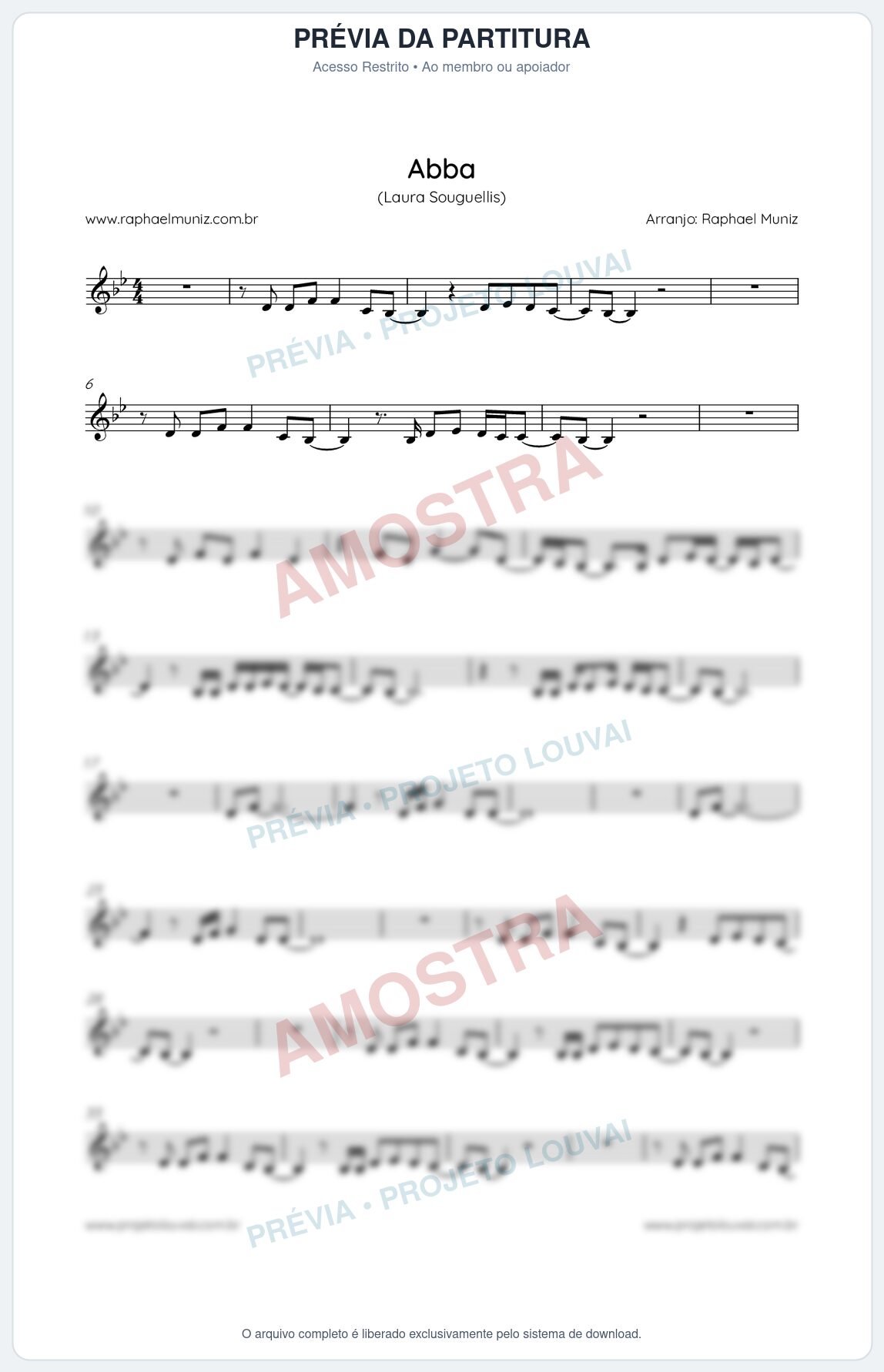 Prévia protegida da primeira página da partitura Partitura da música Abba - Laura Souguellis - Tom Bb