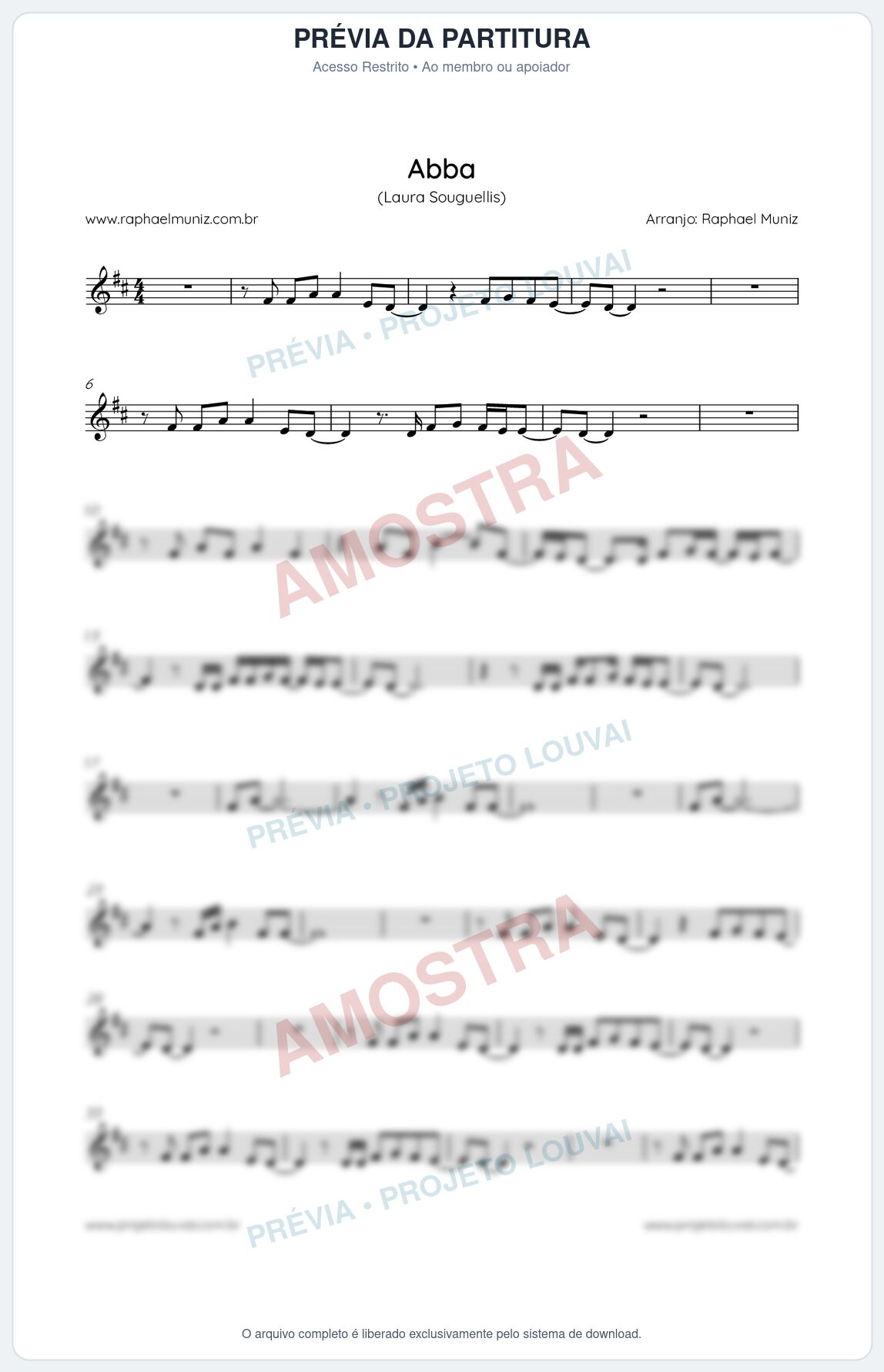 Prévia protegida da primeira página da partitura Partitura da música Abba - Laura Souguellis - Tom D
