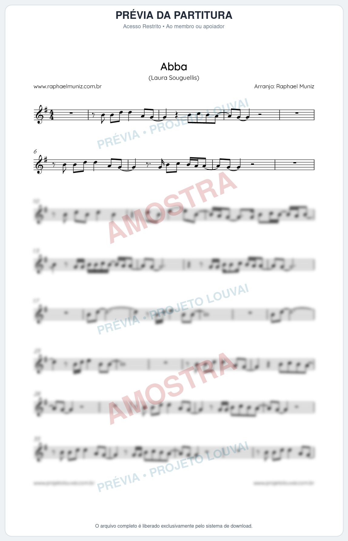Prévia protegida da primeira página da partitura Partitura da música Abba - Laura Souguellis - Tom G