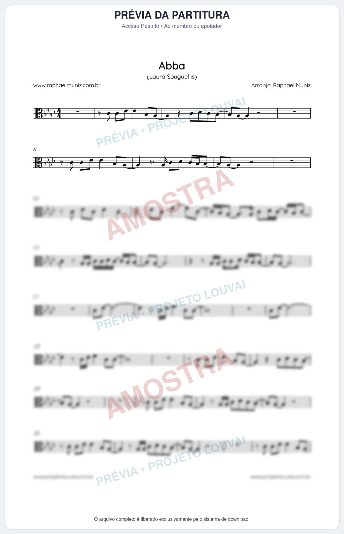Prévia protegida da primeira página da partitura Partitura da música Abba - Laura Souguellis - Tom Ab