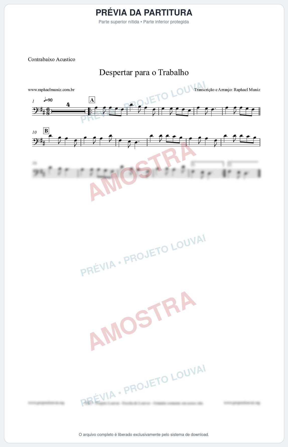 Prévia protegida da primeira página da partitura Partitura para Contrabaixo Acústico - Despertar para o Trabalho - Harpa Cristã nº16 - Clássicos do Gospel