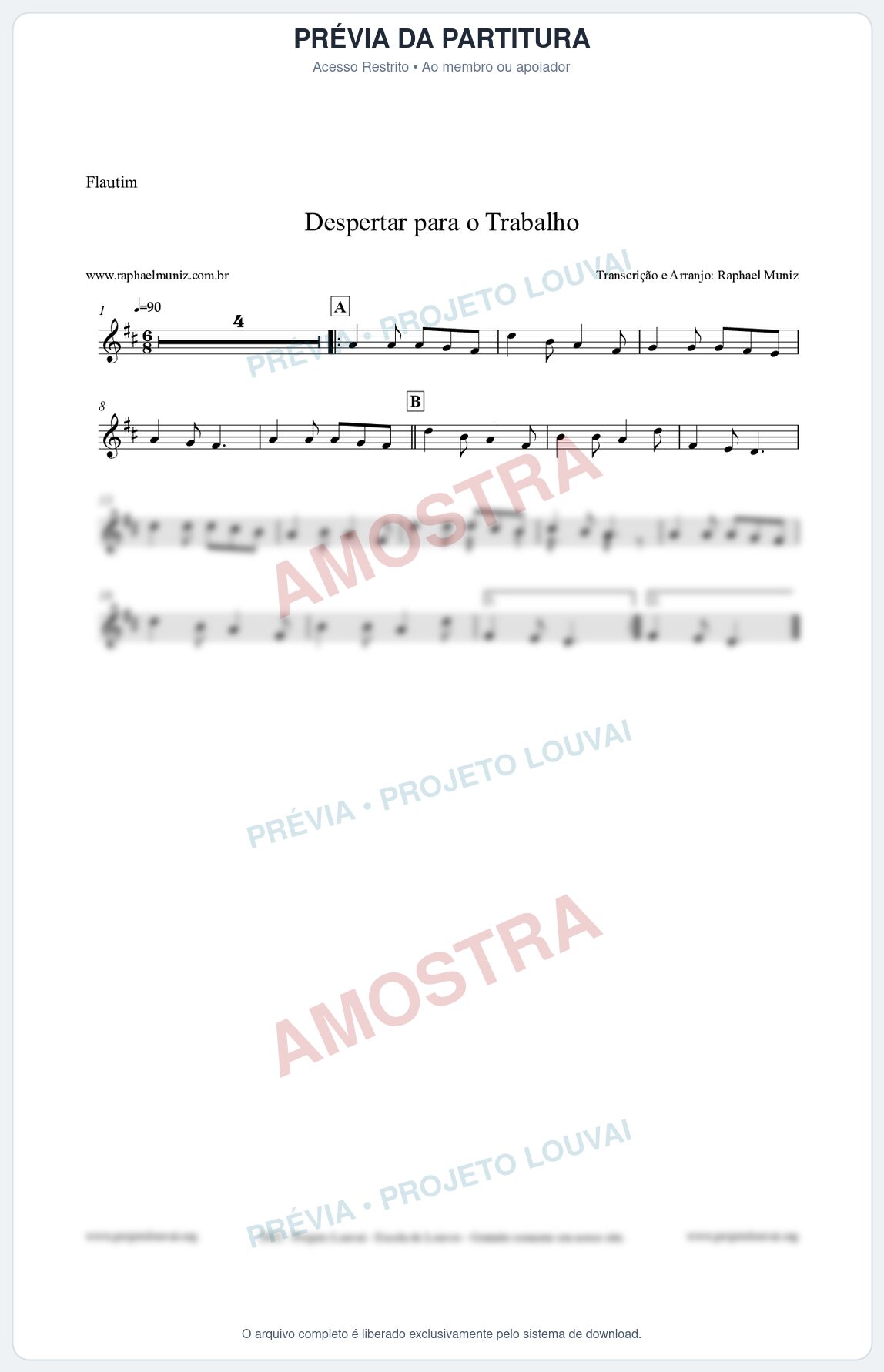 Prévia protegida da primeira página da partitura Partitura para Flautim - Despertar para o Trabalho - Harpa Cristã nº16 - Clássicos do Gospel